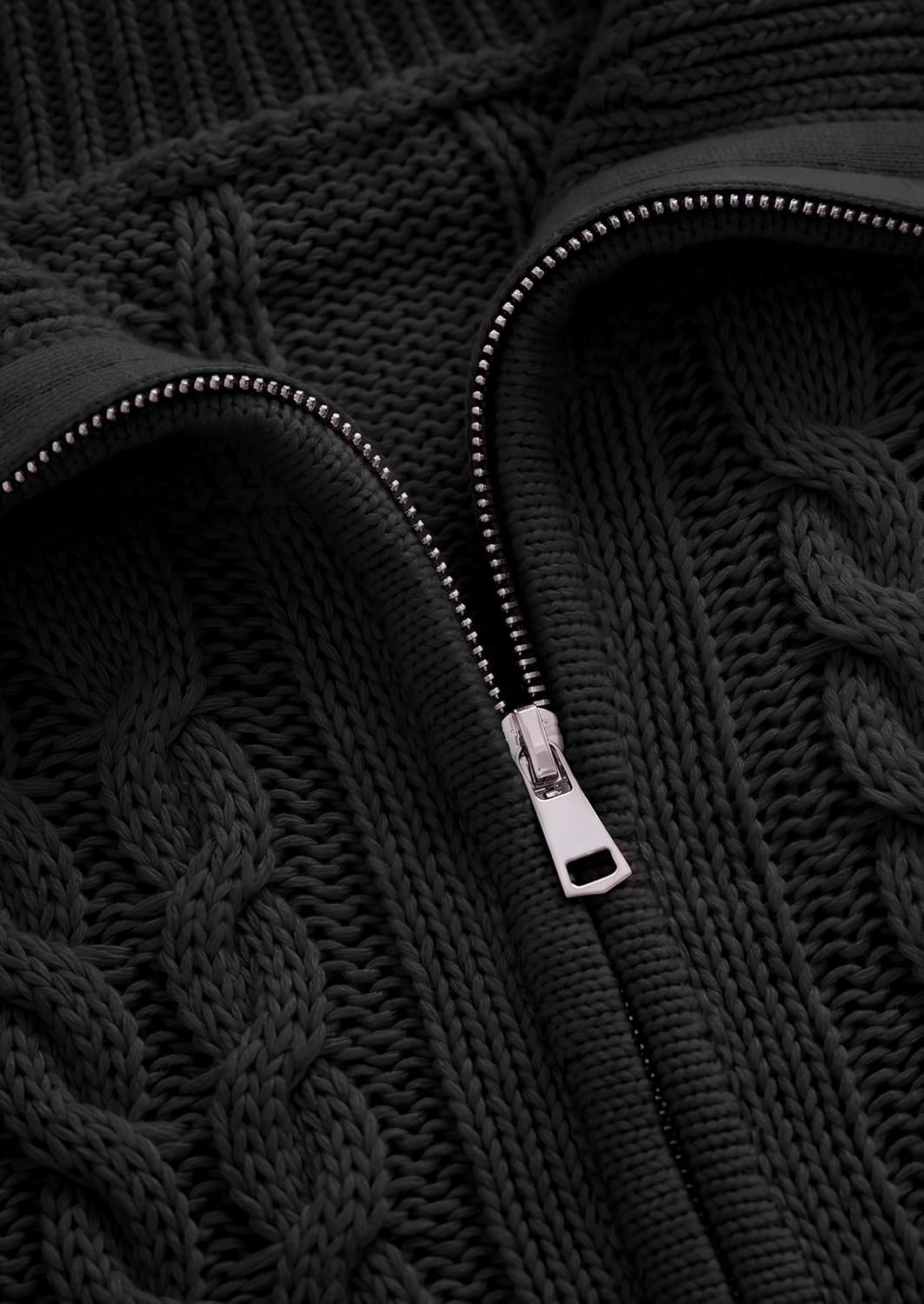image:imagePRETTYGARDEN Womens Cable Knit Cropped Cardigan SweatersBlack