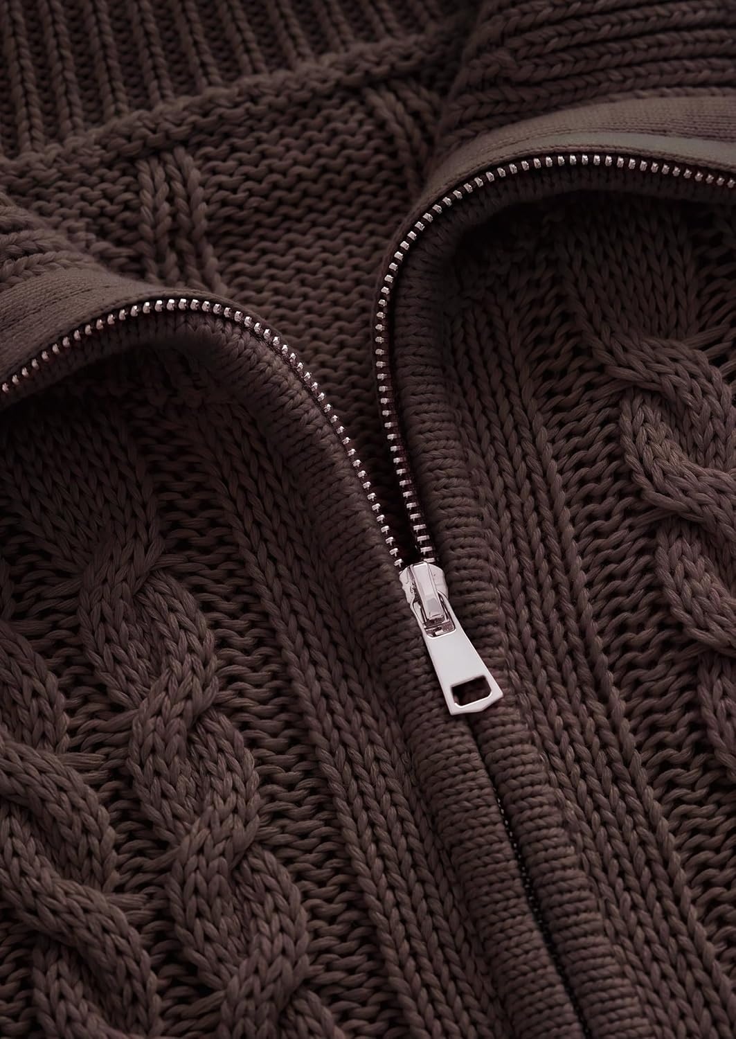 image:imagePRETTYGARDEN Womens Cable Knit Cropped Cardigan SweatersBrown