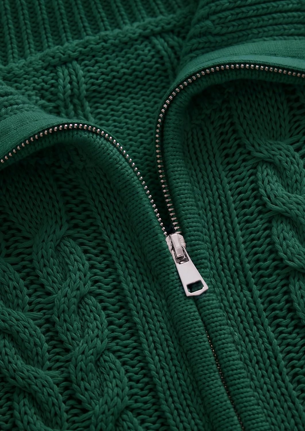 image:imagePRETTYGARDEN Womens Cable Knit Cropped Cardigan SweatersDark Green