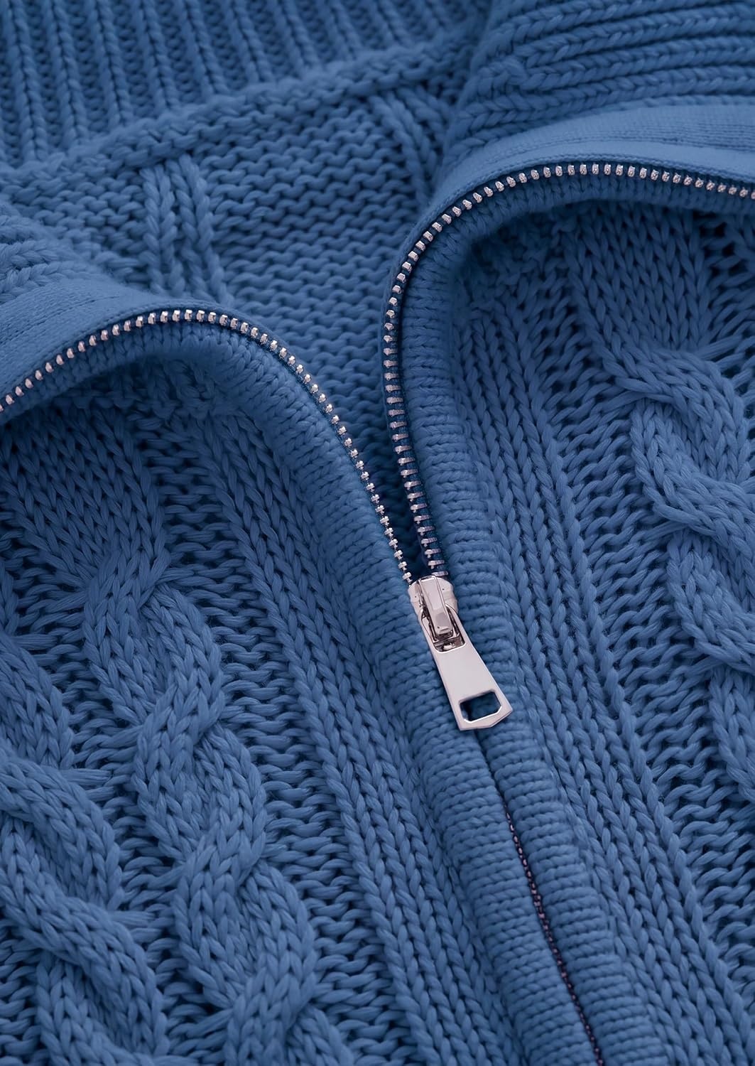 image:imagePRETTYGARDEN Womens Cable Knit Cropped Cardigan SweatersDusty Blue