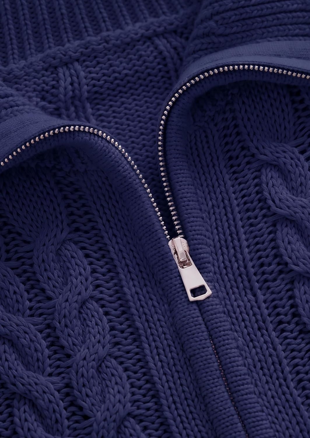 image:imagePRETTYGARDEN Womens Cable Knit Cropped Cardigan SweatersNavy Blue