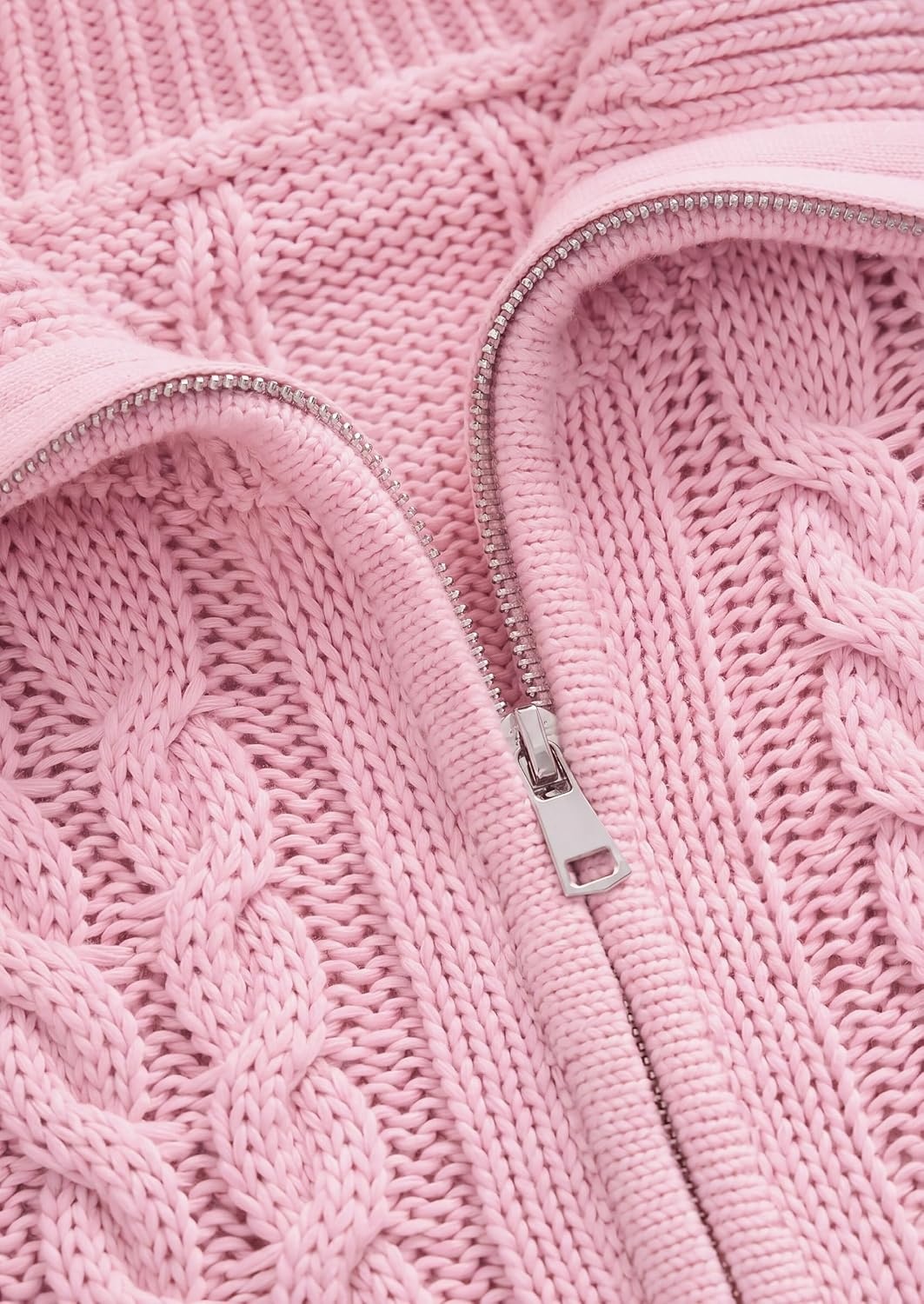 image:imagePRETTYGARDEN Womens Cable Knit Cropped Cardigan SweatersPink