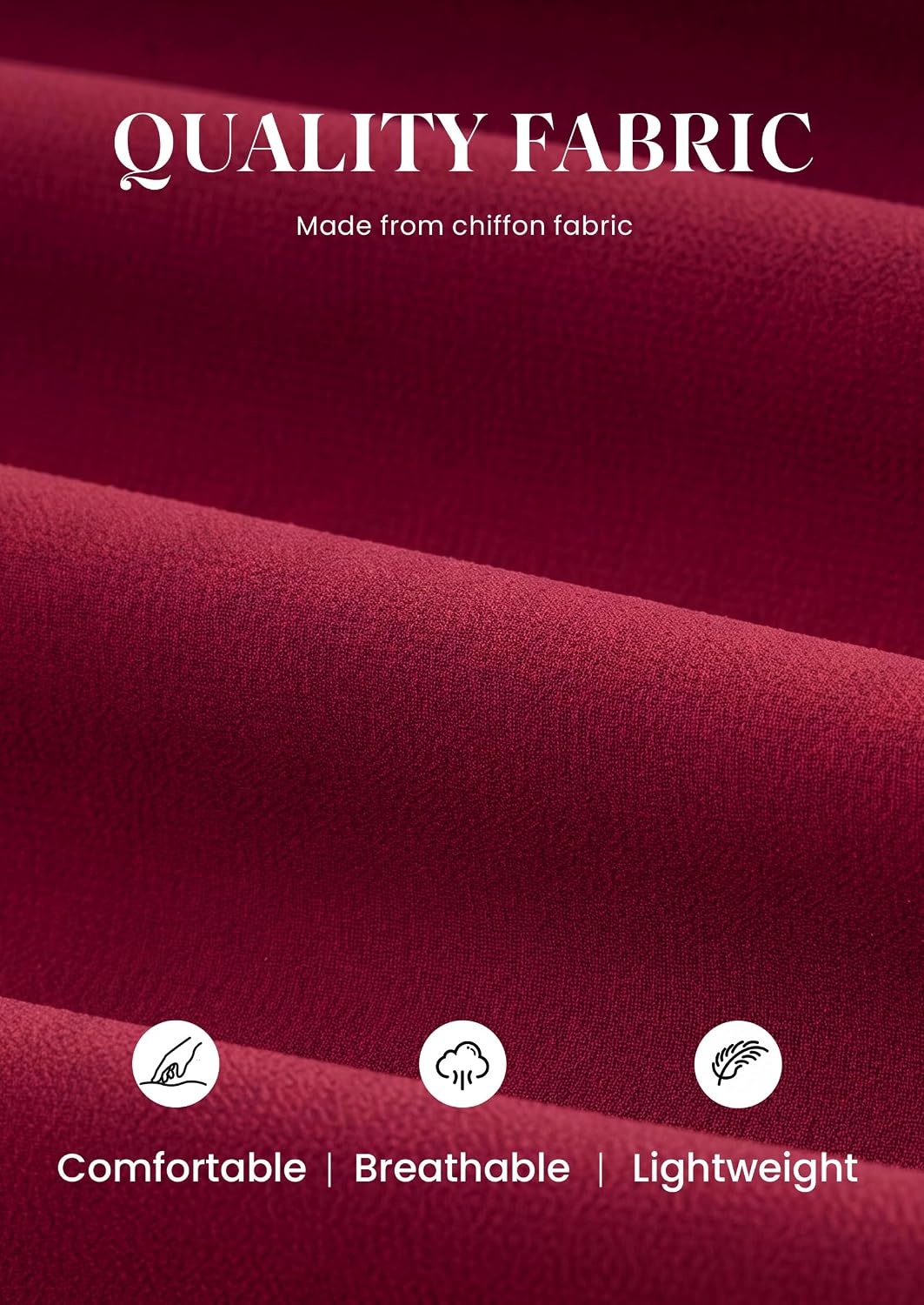image:imagePRETTYGARDEN Womens Chiffon Blouses Dressy Casual Mock Neck TopsWine Red