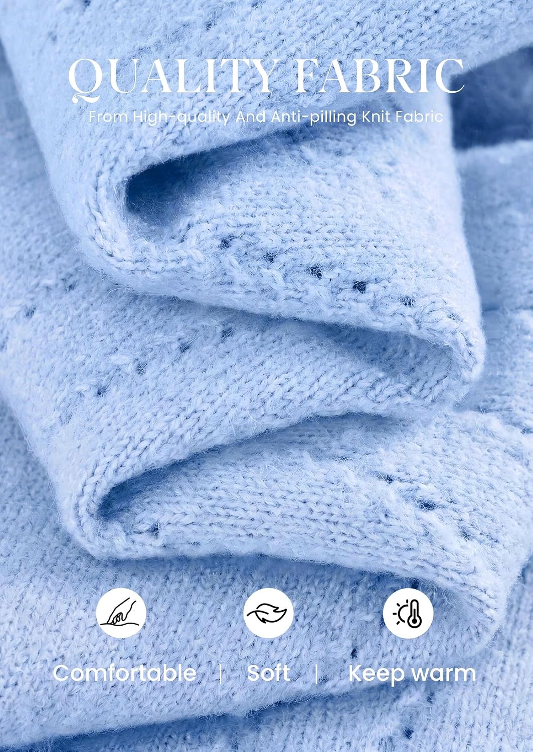 image:imagePRETTYGARDEN Womens Cozy Cardigan Sweater with ButtonLight Blue