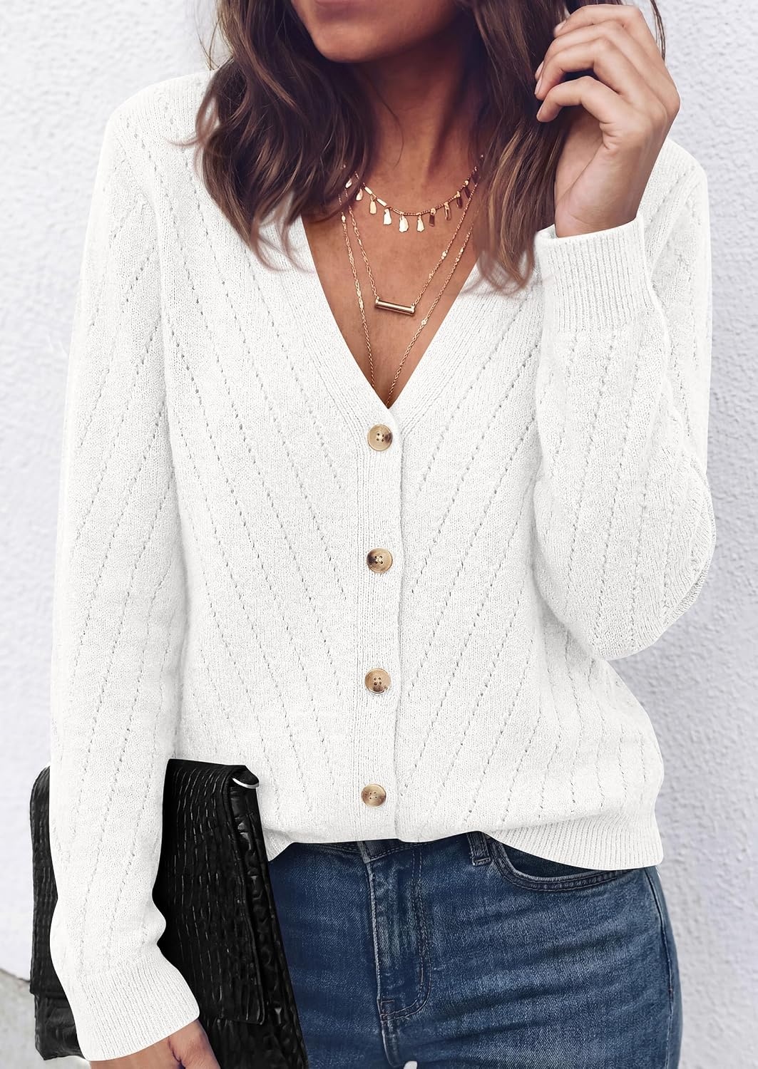 image:imagePRETTYGARDEN Womens Cozy Cardigan Sweater with ButtonWhite
