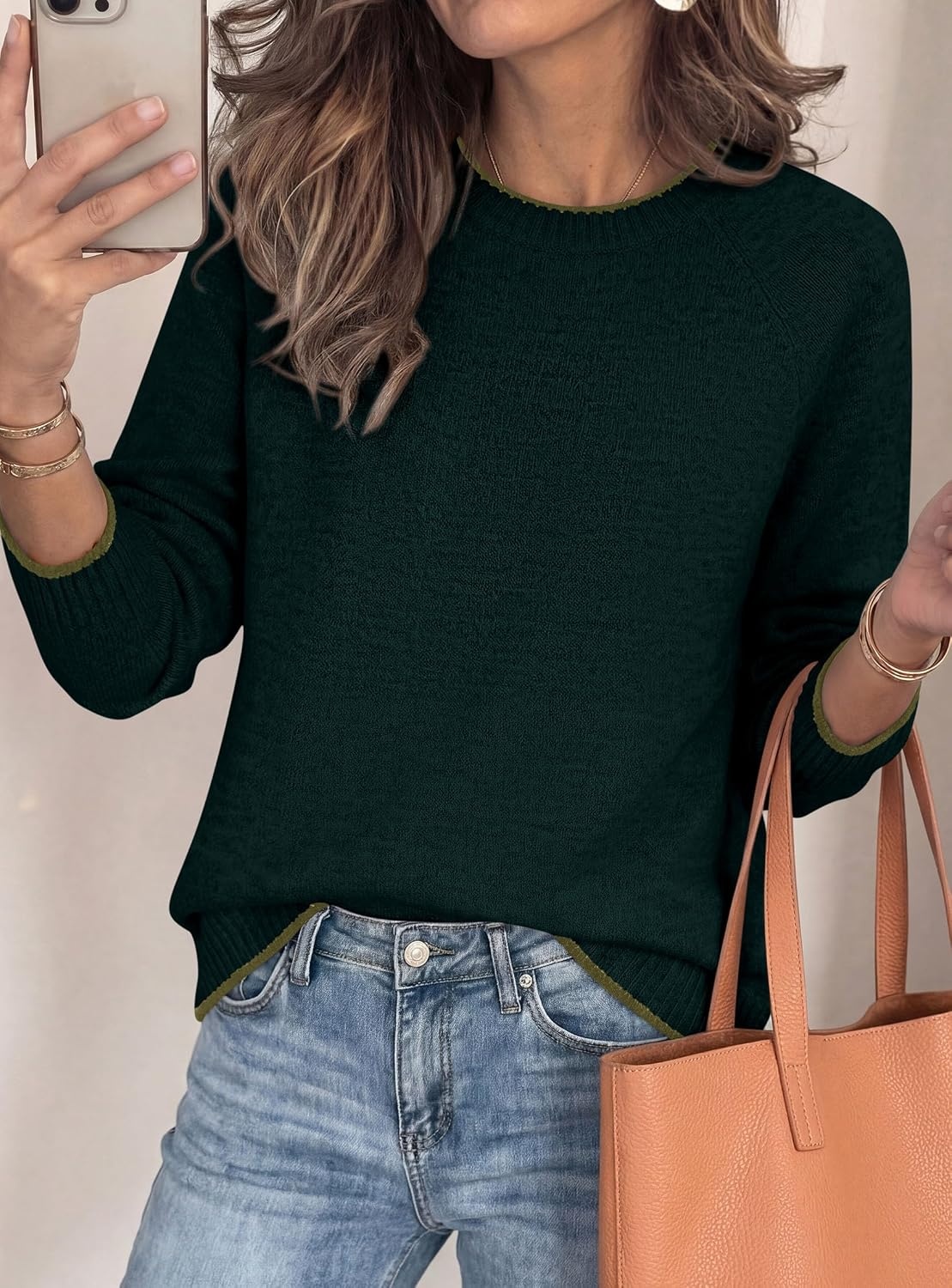 image:imagePRETTYGARDEN Womens Crewneck Fall Sweaters Pullover TopsDark Green