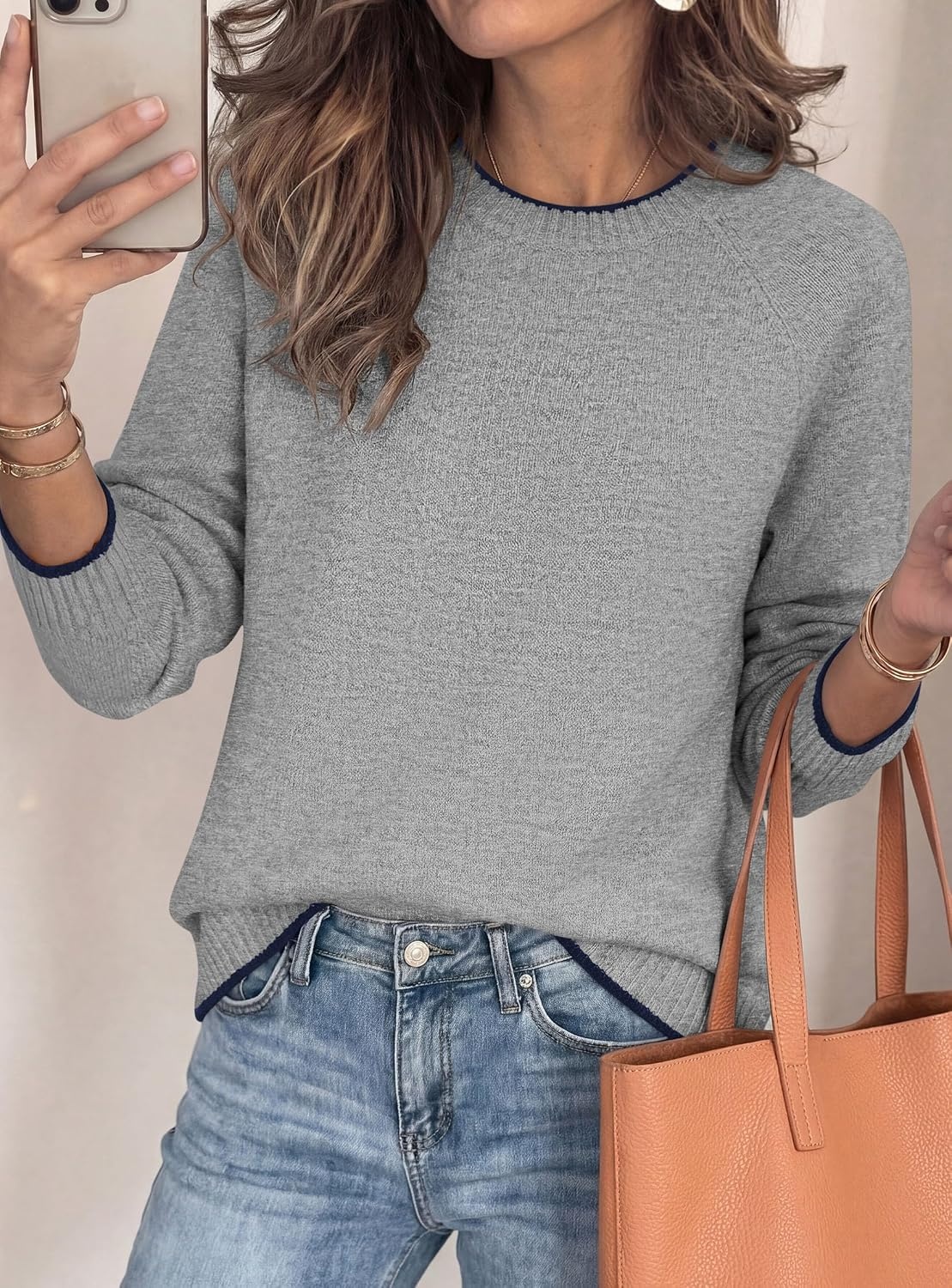 image:imagePRETTYGARDEN Womens Crewneck Fall Sweaters Pullover TopsGrey