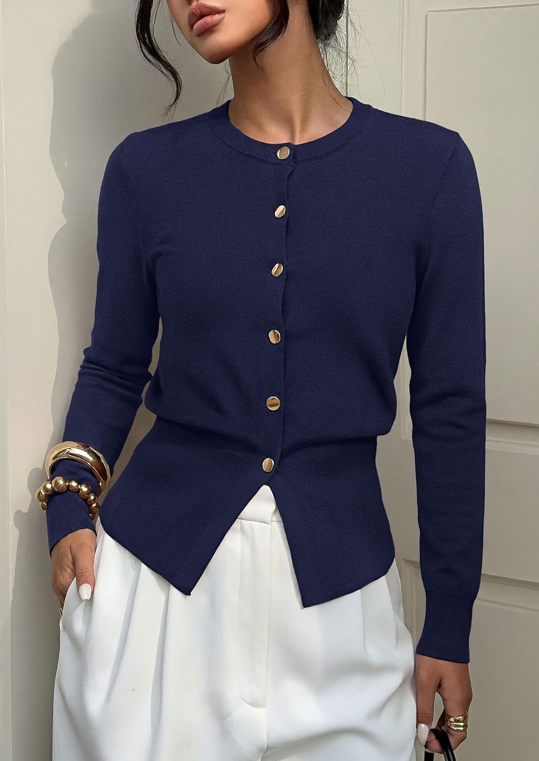 image:imagePRETTYGARDEN Womens Early Fall Fashion Knit Cardigan SweatersNavy Blue
