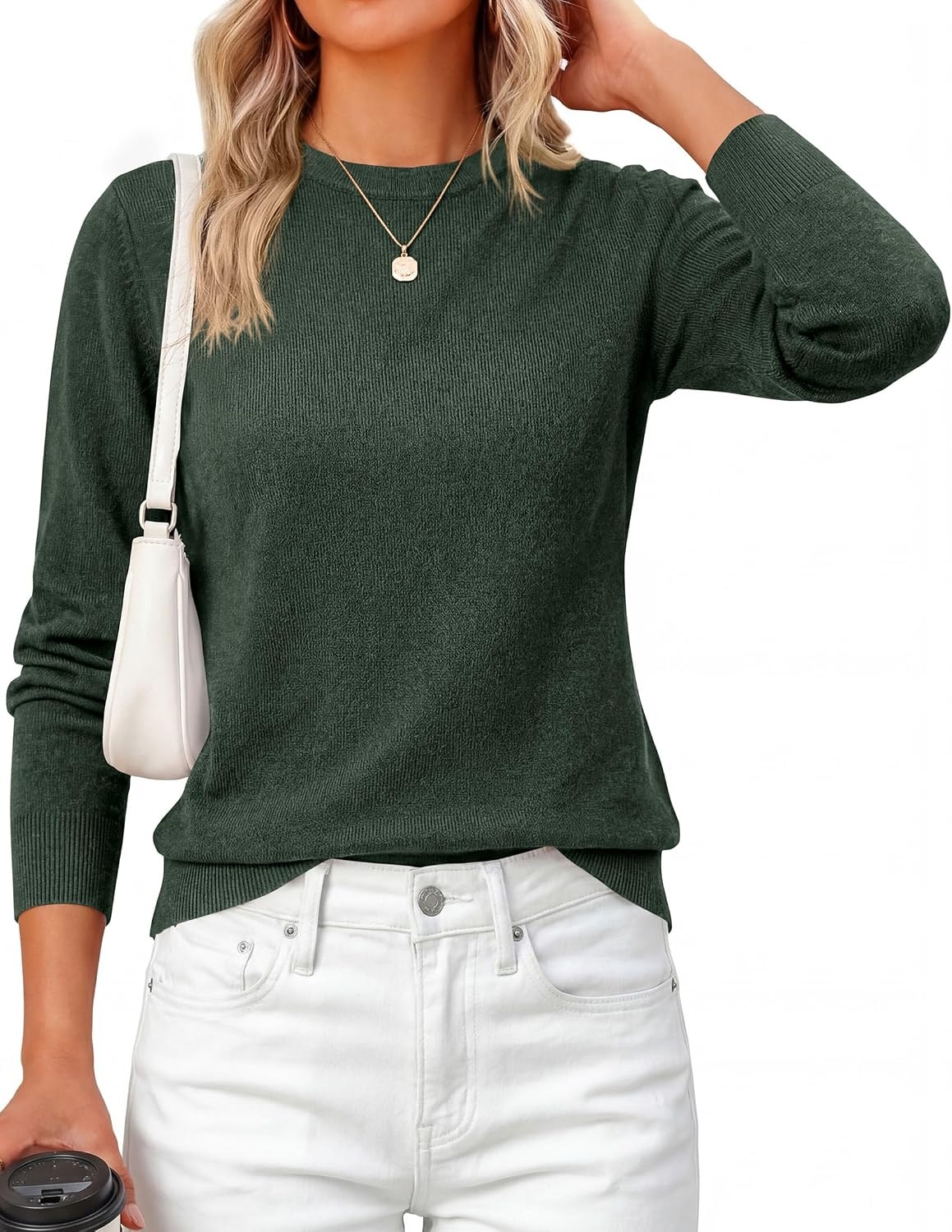 image:imagePRETTYGARDEN Womens Fall Basic Long Sleeve SweaterDark Green