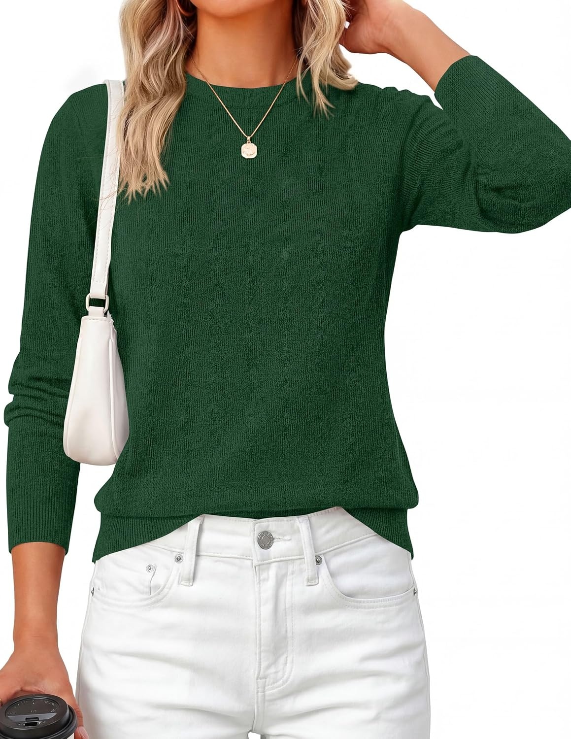 image:imagePRETTYGARDEN Womens Fall Basic Long Sleeve SweaterDark Green
