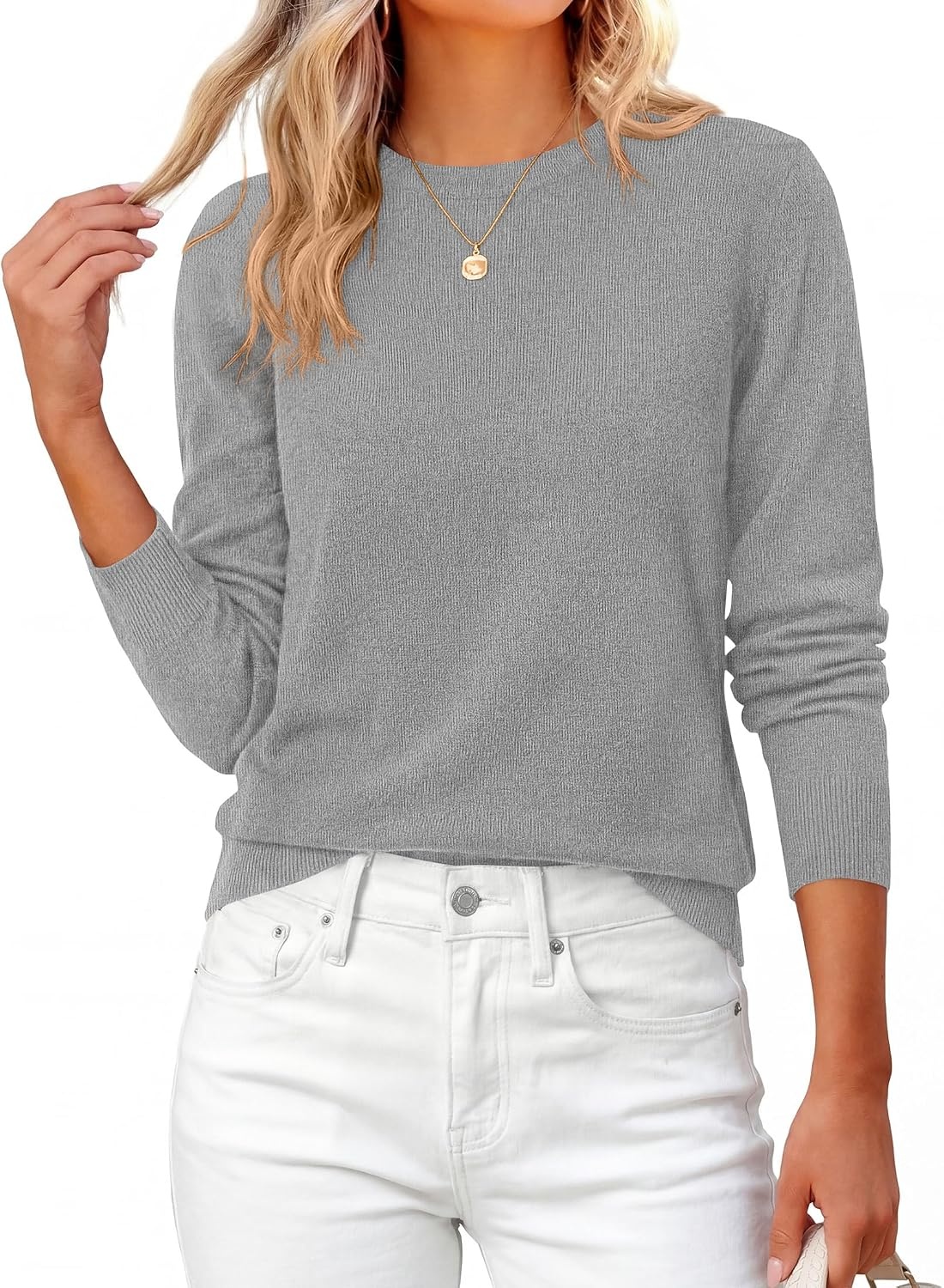 image:imagePRETTYGARDEN Womens Fall Basic Long Sleeve SweaterGrey