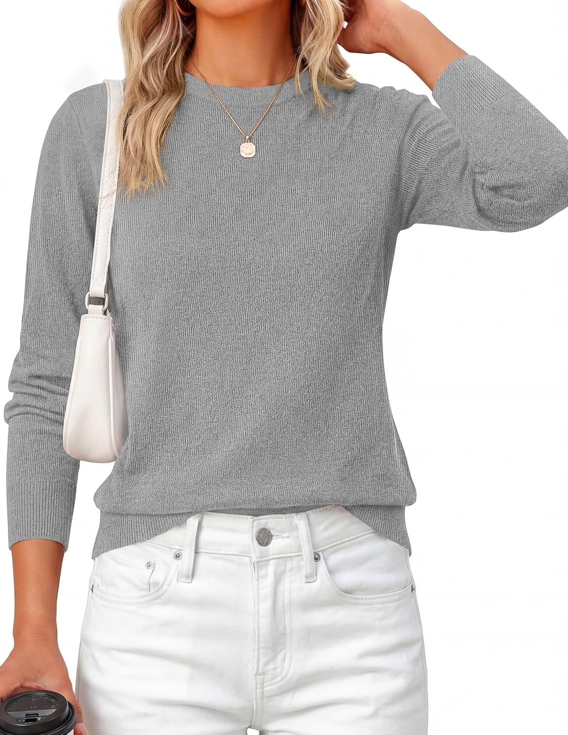 image:imagePRETTYGARDEN Womens Fall Basic Long Sleeve SweaterGrey
