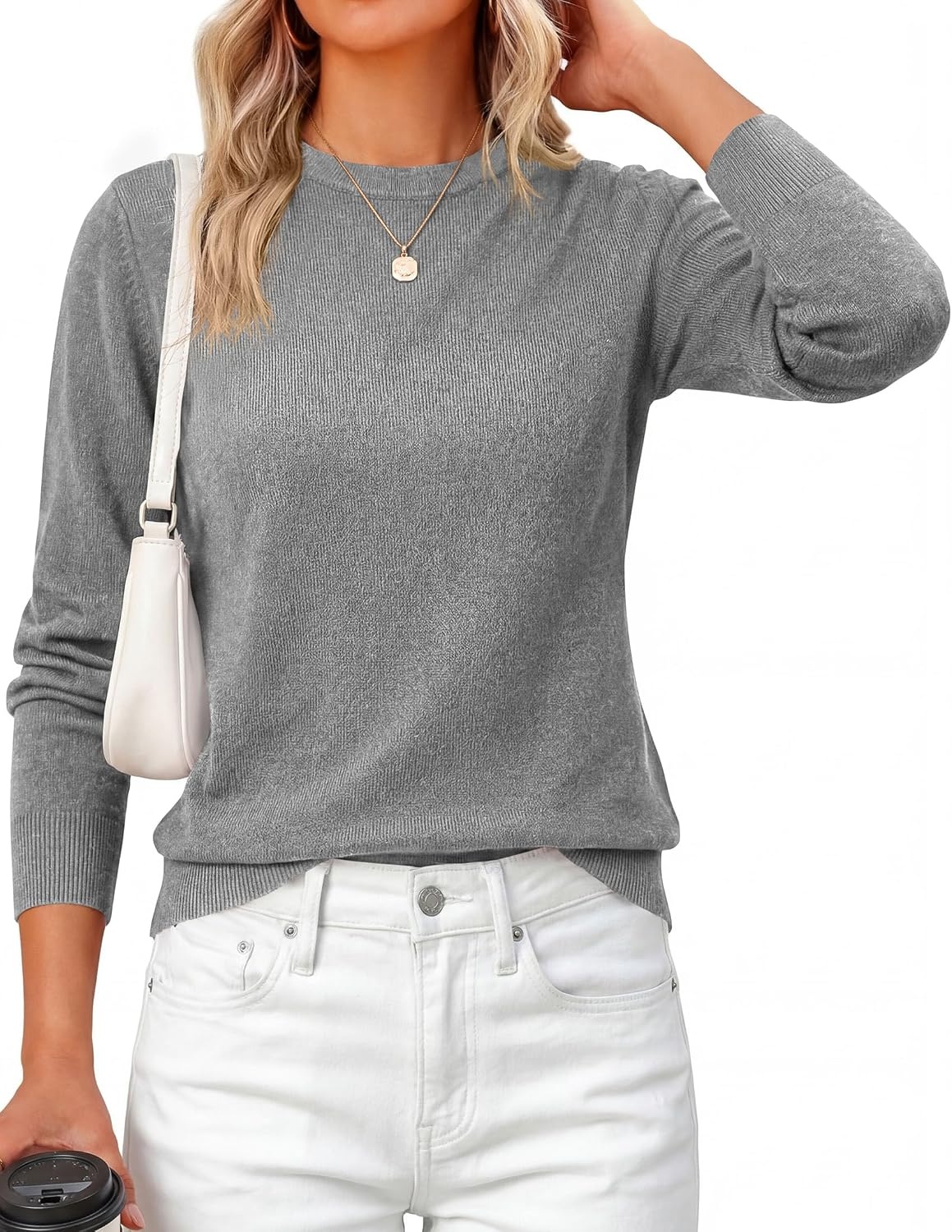 image:imagePRETTYGARDEN Womens Fall Basic Long Sleeve SweaterGrey