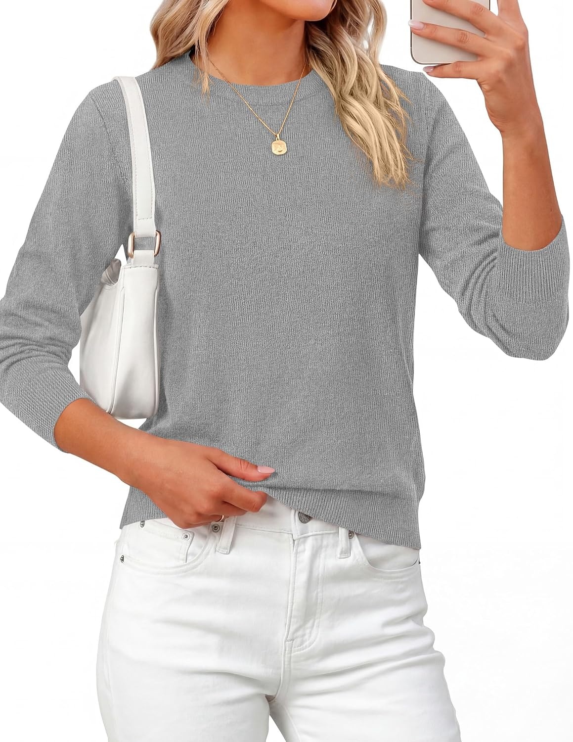 image:imagePRETTYGARDEN Womens Fall Basic Long Sleeve SweaterGrey