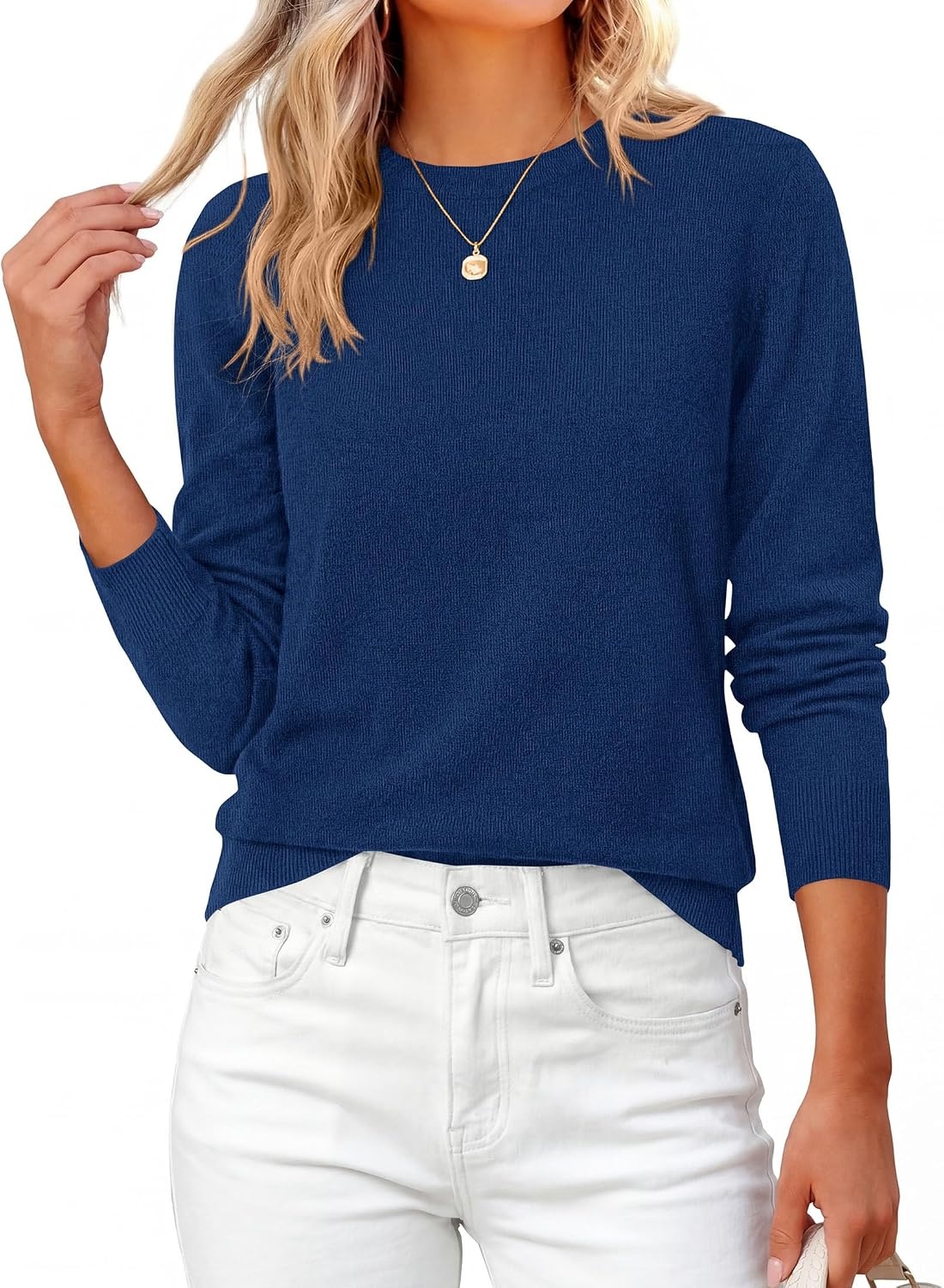image:imagePRETTYGARDEN Womens Fall Basic Long Sleeve SweaterNavy