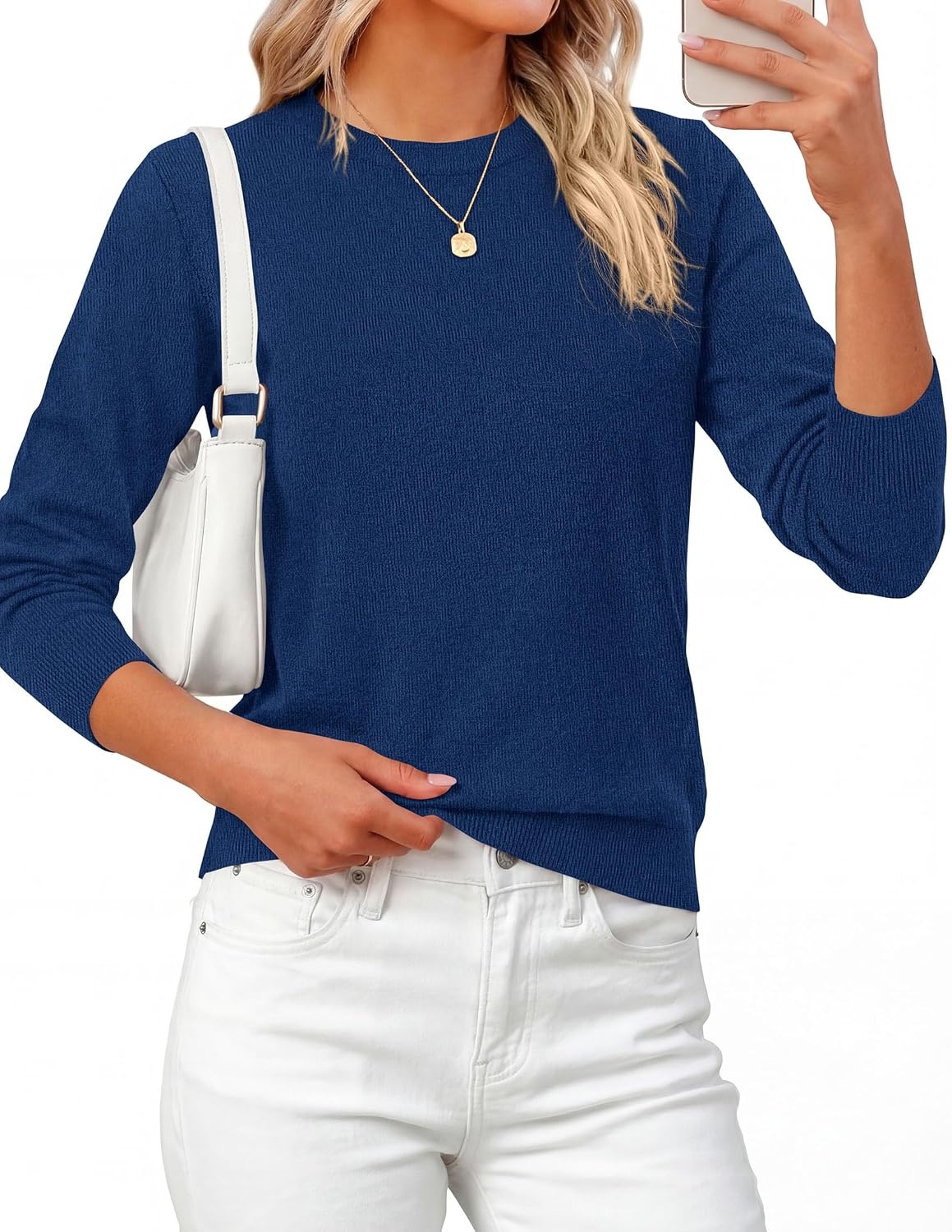 image:imagePRETTYGARDEN Womens Fall Basic Long Sleeve SweaterNavy