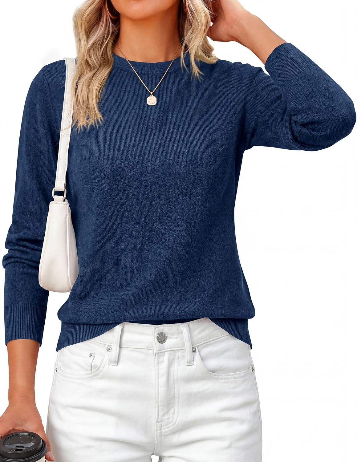 image:imagePRETTYGARDEN Womens Fall Basic Long Sleeve SweaterNavy