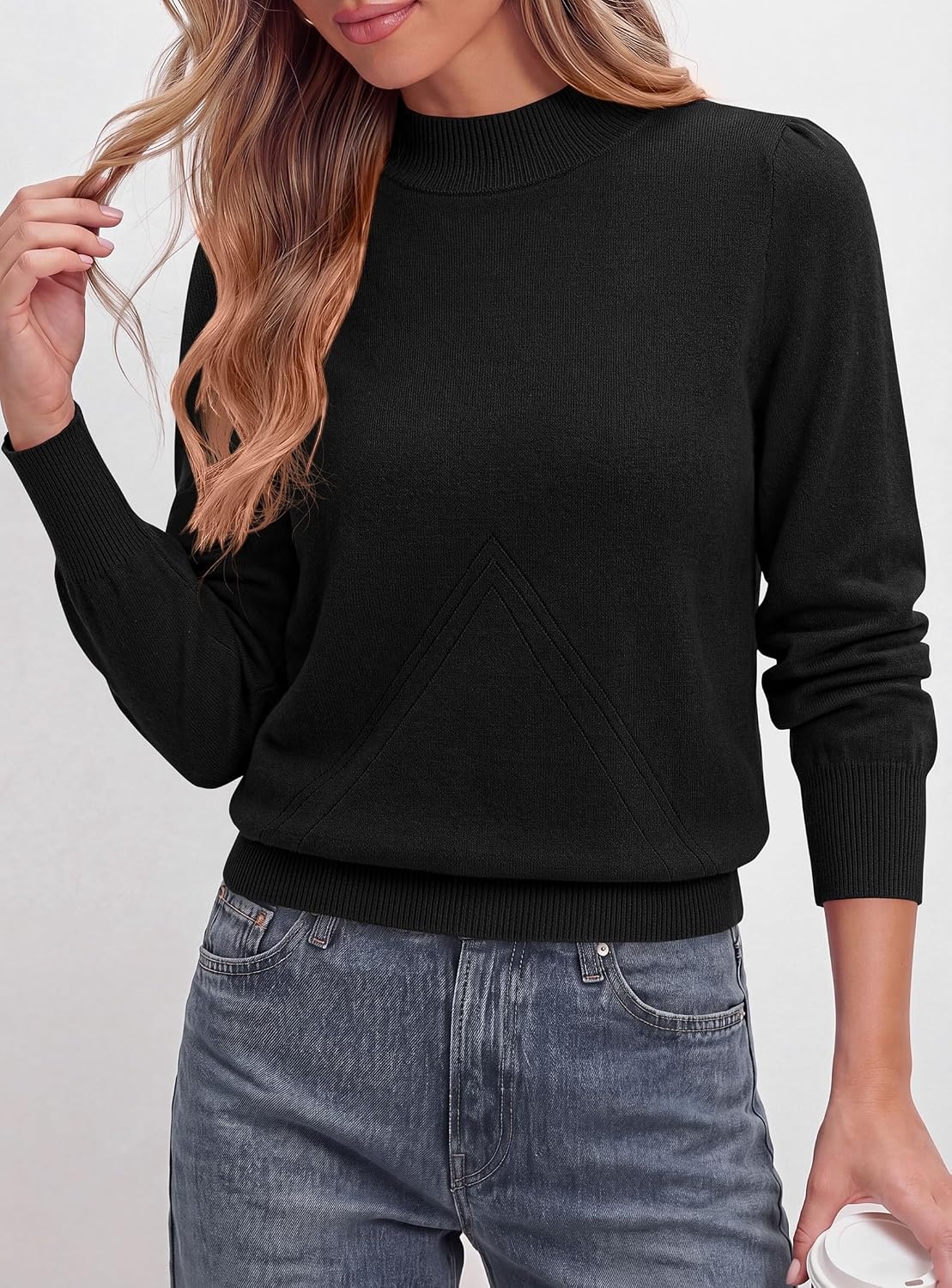 image:imagePRETTYGARDEN Womens Fall Mock Neck Long Sleeve SweaterBlack