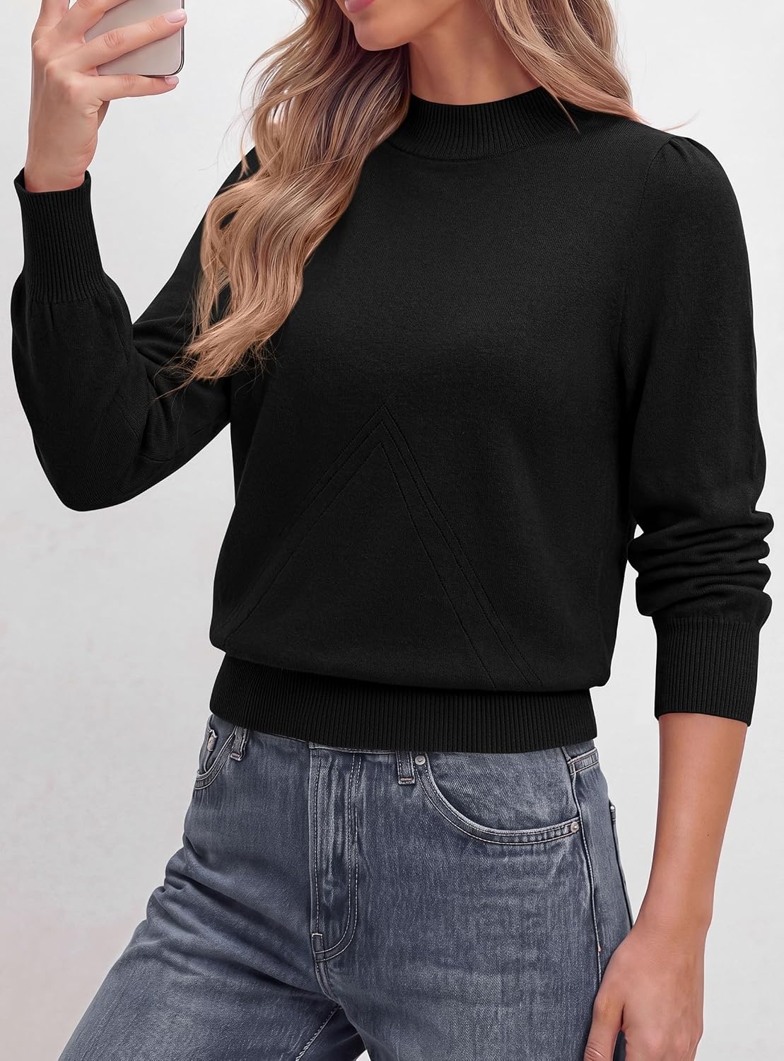 image:imagePRETTYGARDEN Womens Fall Mock Neck Long Sleeve SweaterBlack