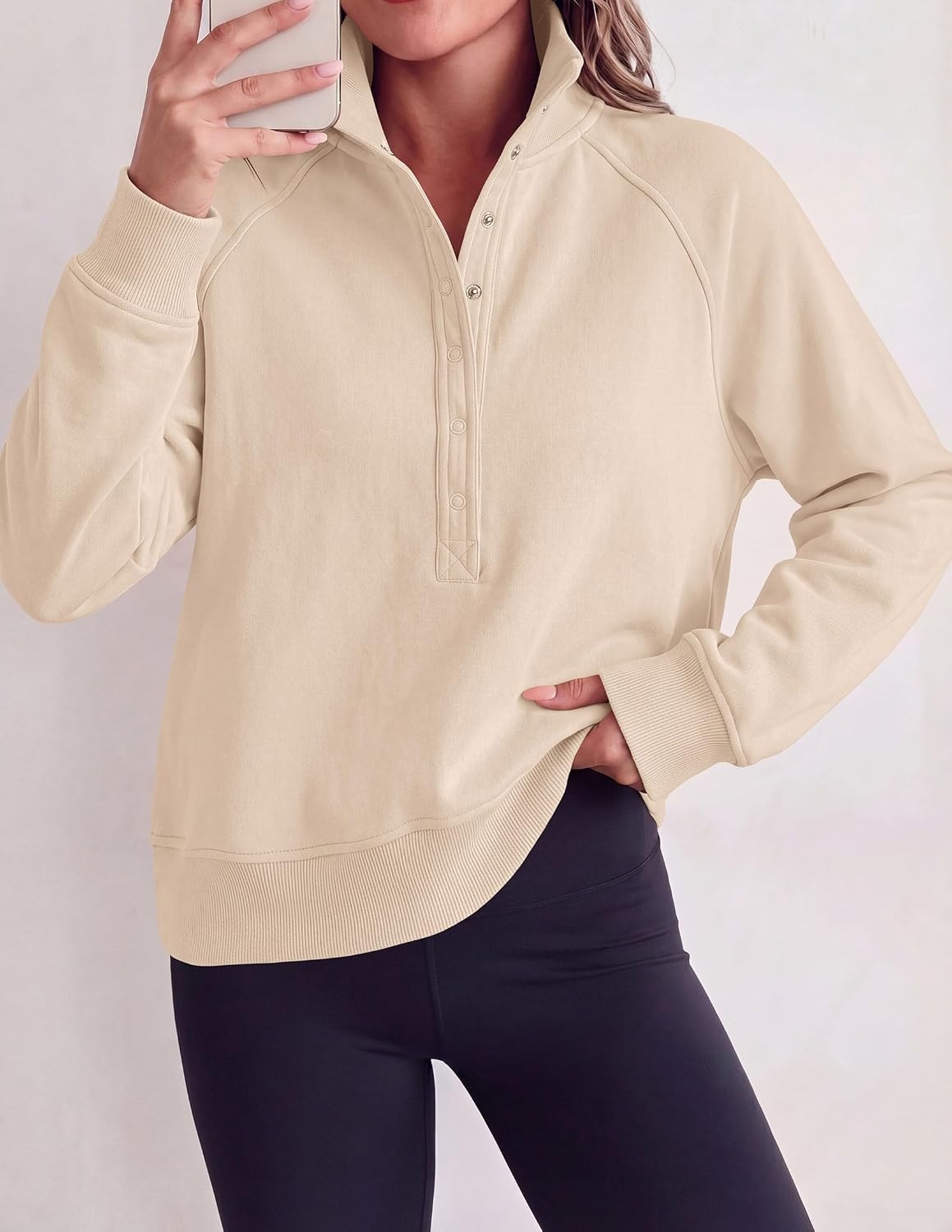image:imagePRETTYGARDEN Womens Fall Trendy Oversized SweatshirtsBeige