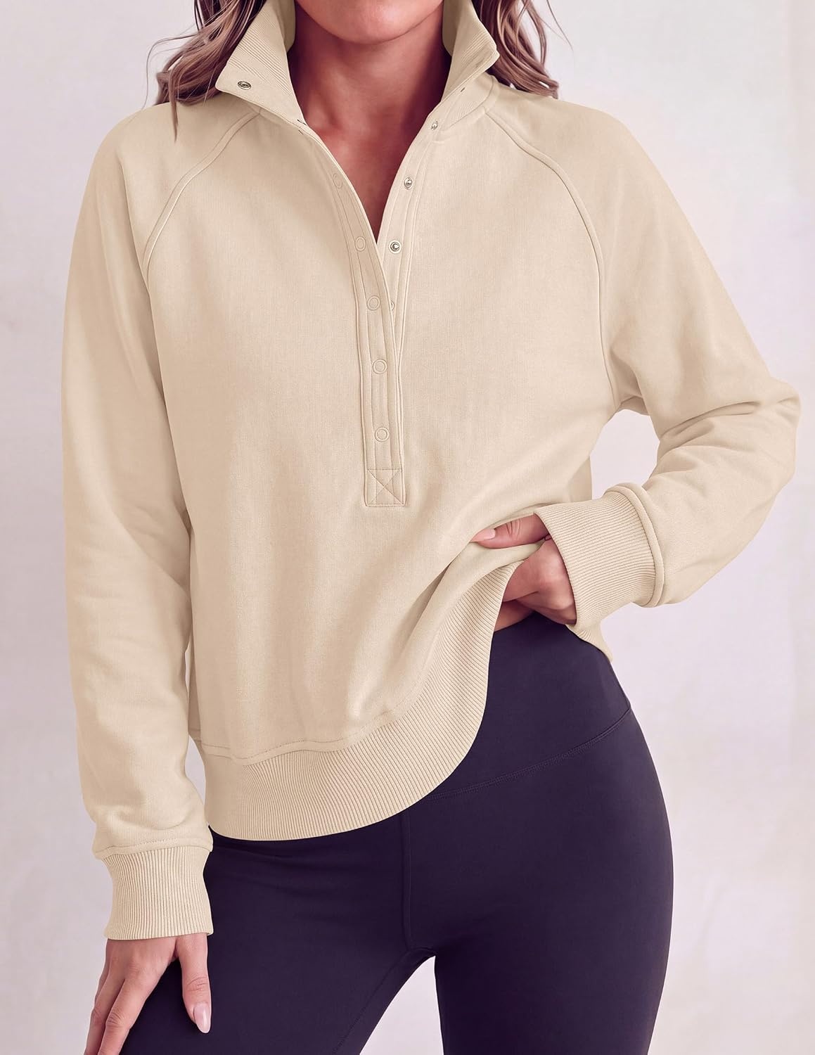 image:imagePRETTYGARDEN Womens Fall Trendy Oversized SweatshirtsBeige