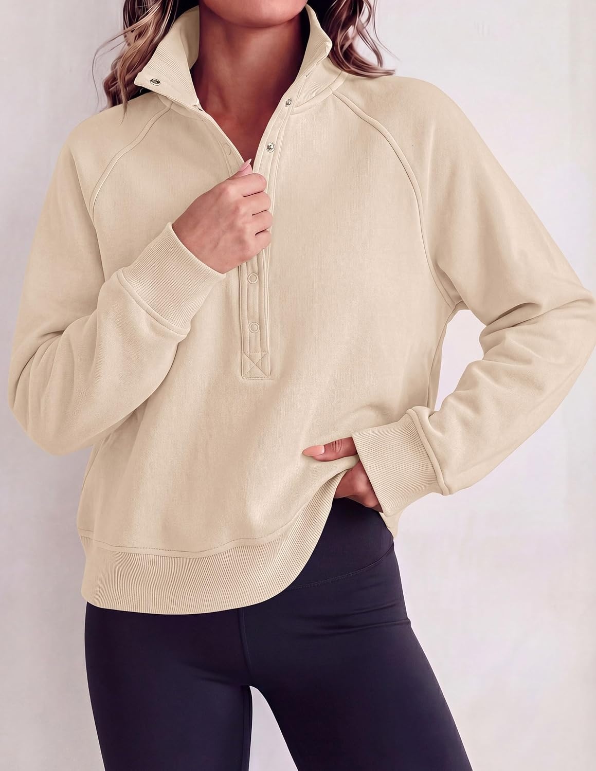 image:imagePRETTYGARDEN Womens Fall Trendy Oversized SweatshirtsBeige