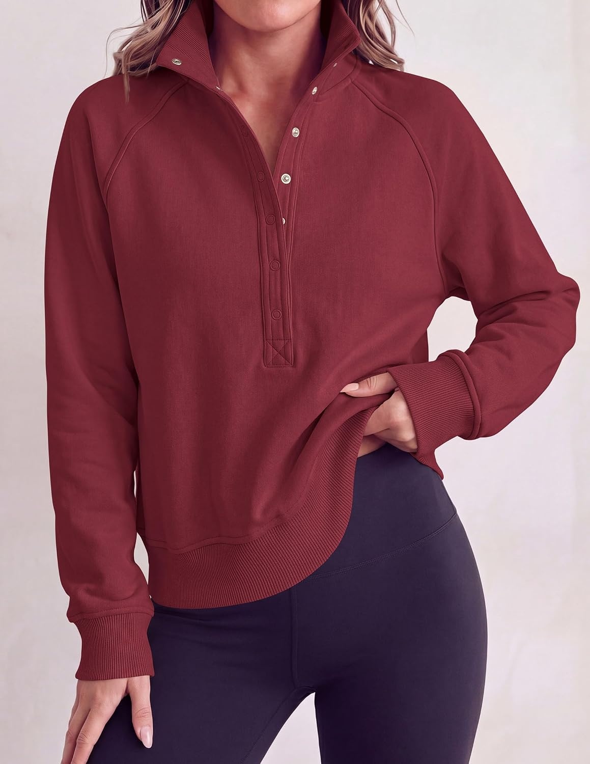 image:imagePRETTYGARDEN Womens Fall Trendy Oversized SweatshirtsBurgundy