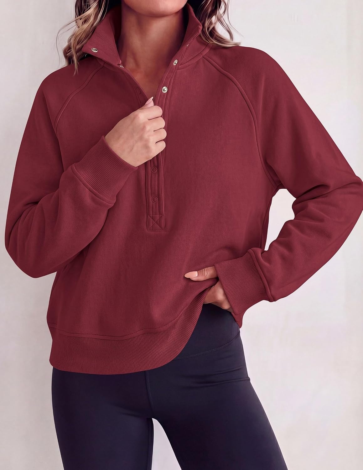 image:imagePRETTYGARDEN Womens Fall Trendy Oversized SweatshirtsBurgundy