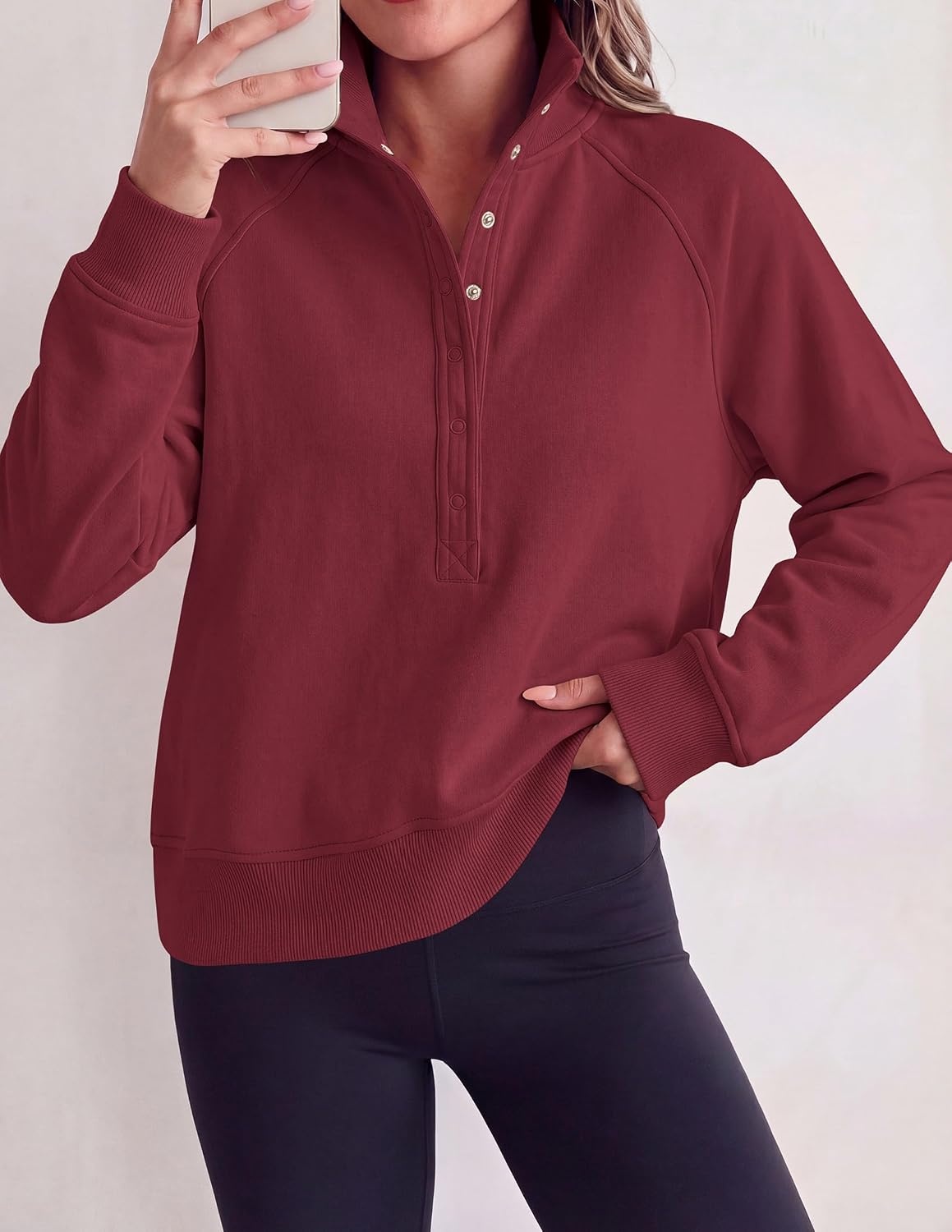 image:imagePRETTYGARDEN Womens Fall Trendy Oversized SweatshirtsBurgundy