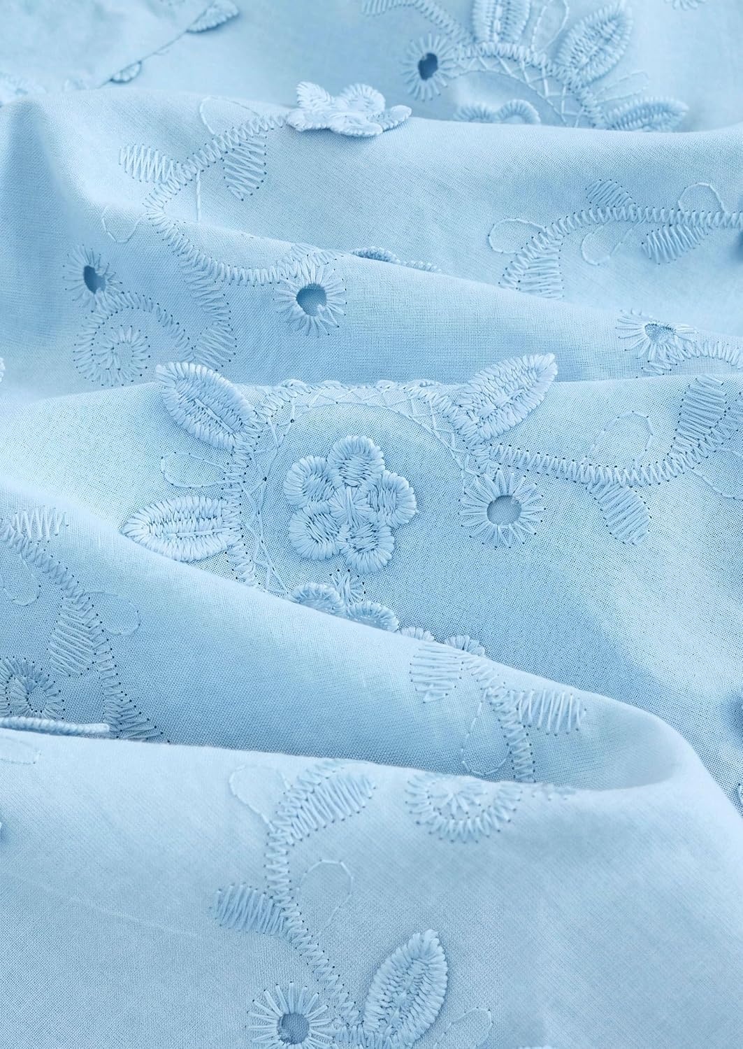 image:imagePRETTYGARDEN Womens Floral Embroidered Button Down ShirtsLight Blue
