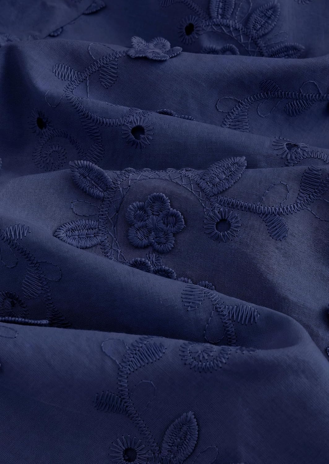 image:imagePRETTYGARDEN Womens Floral Embroidered Button Down ShirtsNavy Blue