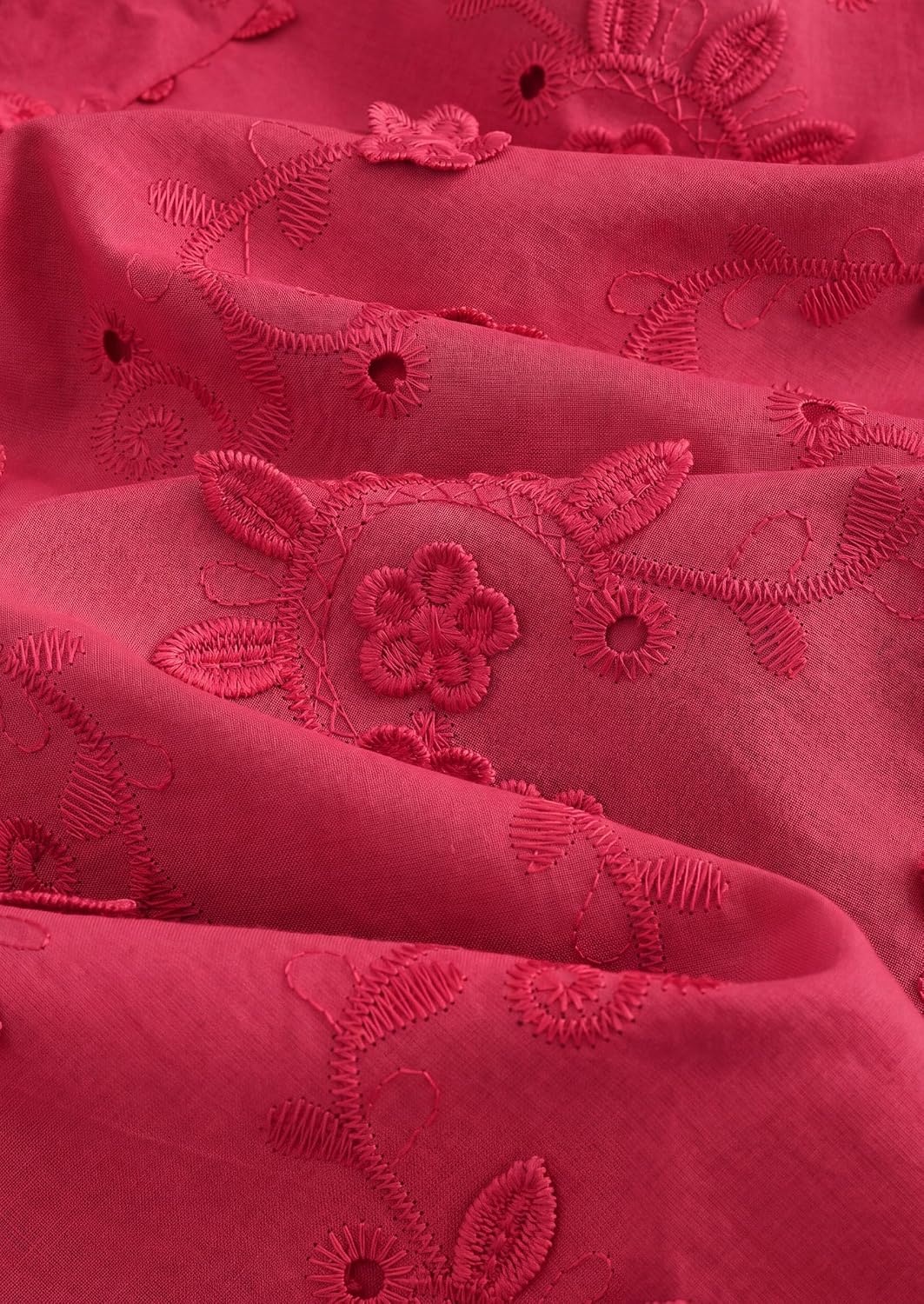 image:imagePRETTYGARDEN Womens Floral Embroidered Button Down ShirtsRed