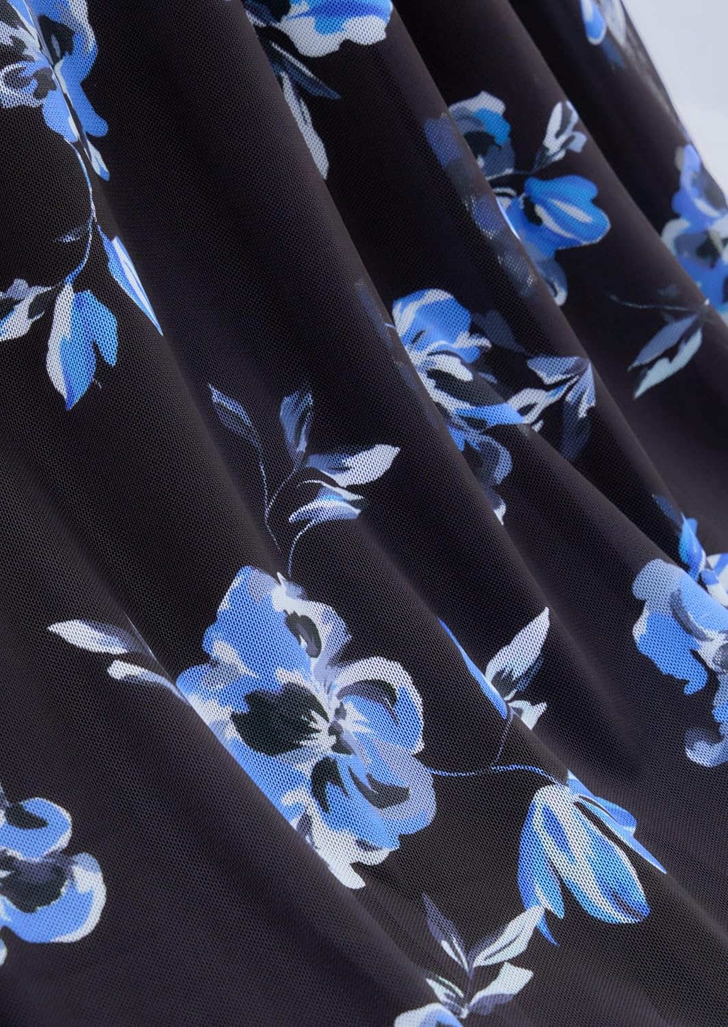 image:imagePRETTYGARDEN Womens Floral Mesh Midi DressFloral Black Blue