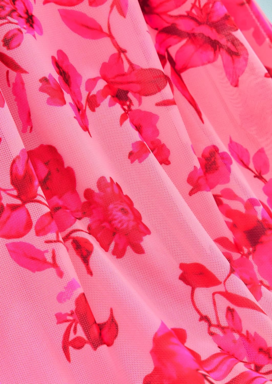 image:imagePRETTYGARDEN Womens Floral Mesh Midi DressFloral Pink Red