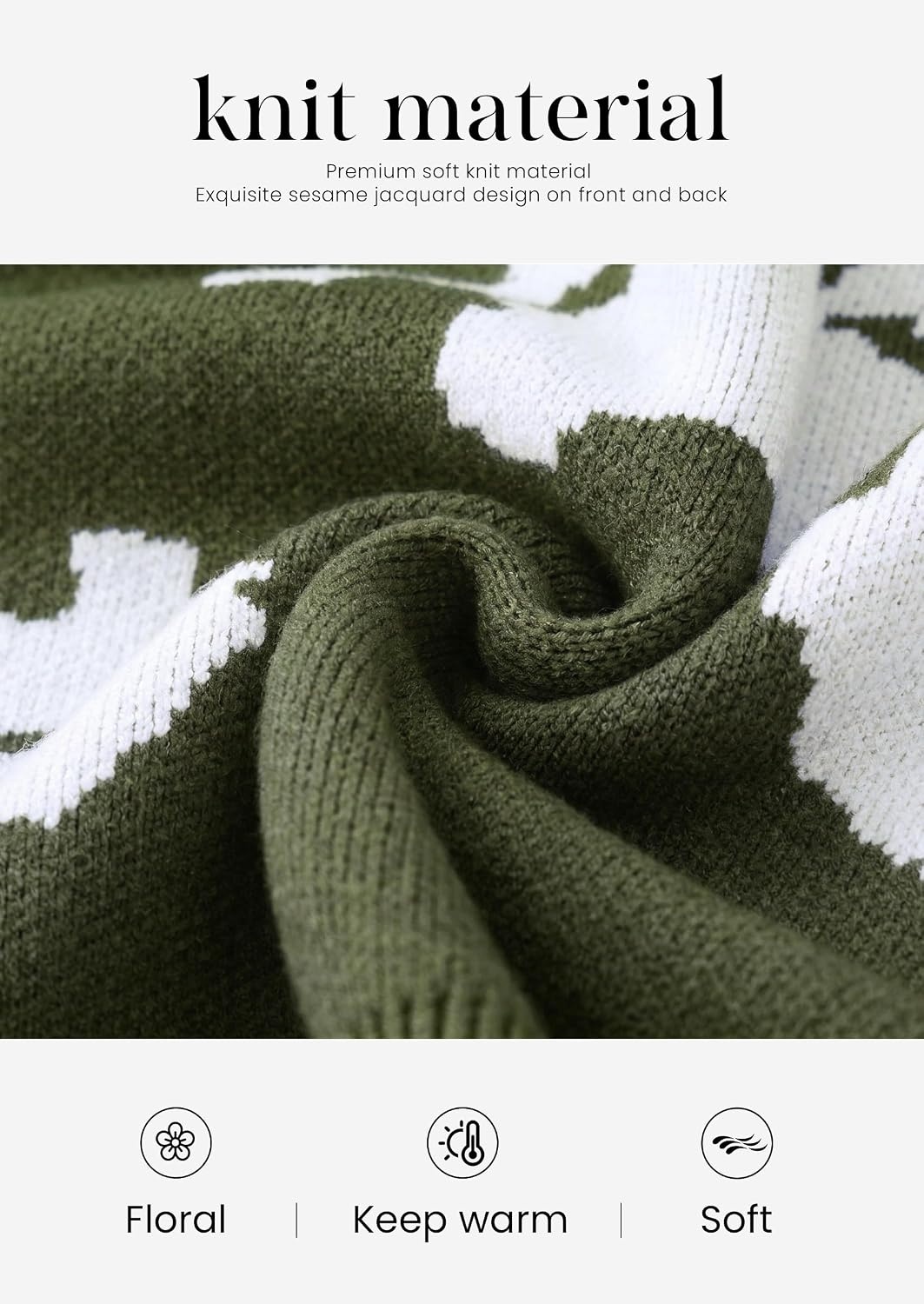 image:imagePRETTYGARDEN Womens Floral Sweater Crewneck Pullover TopsArmy Green