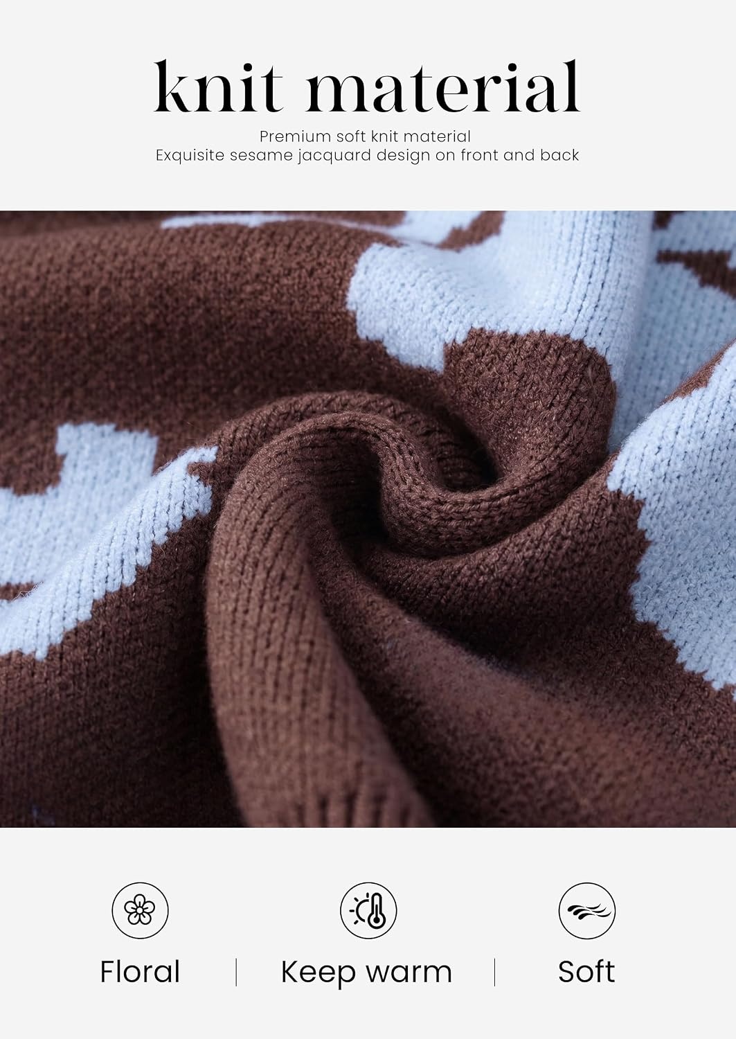 image:imagePRETTYGARDEN Womens Floral Sweater Crewneck Pullover TopsBrown