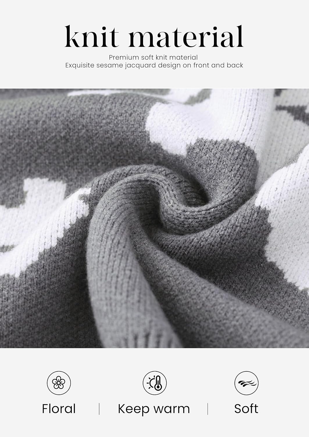 image:imagePRETTYGARDEN Womens Floral Sweater Crewneck Pullover TopsGrey