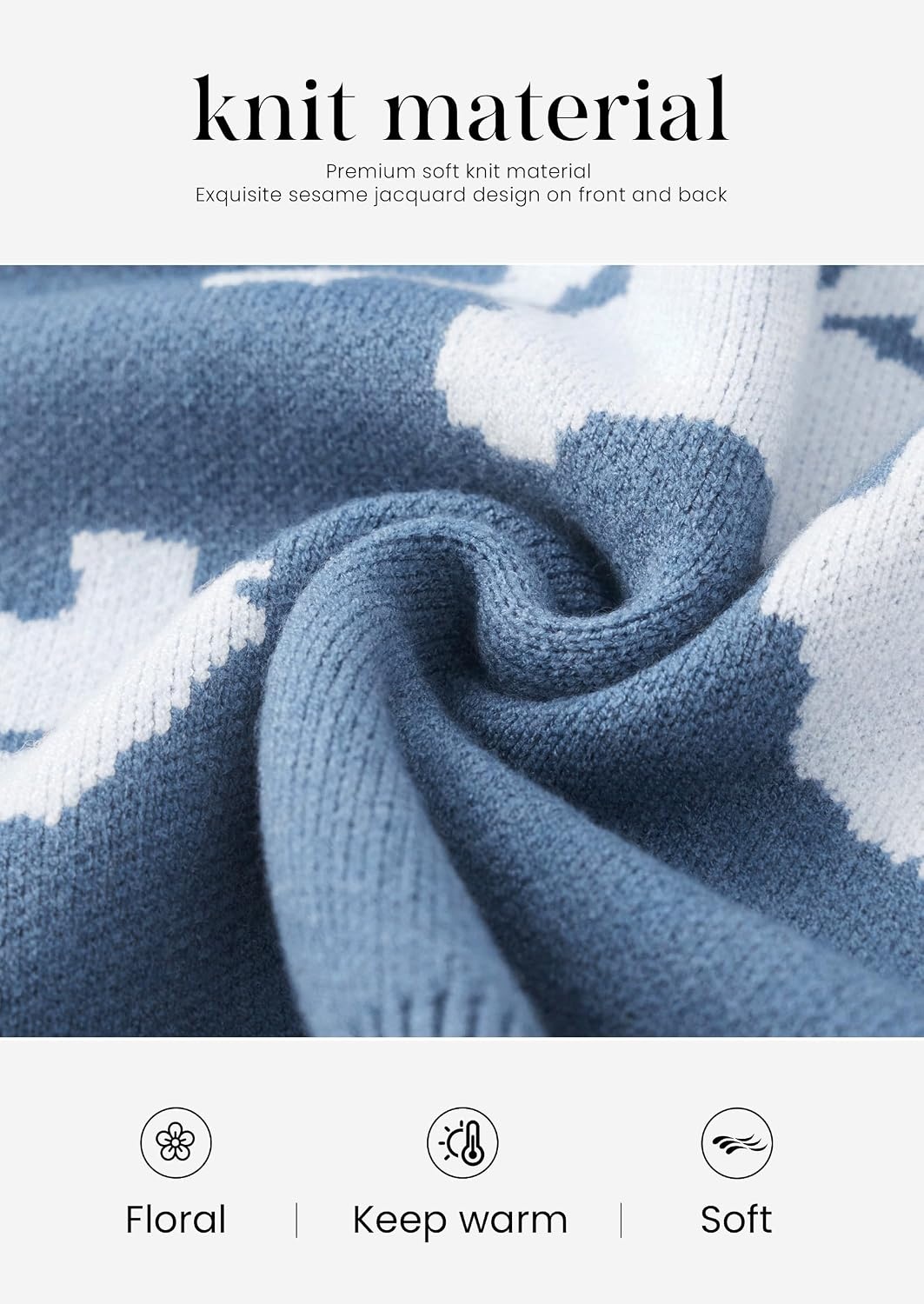 image:imagePRETTYGARDEN Womens Floral Sweater Crewneck Pullover TopsGrey Blue