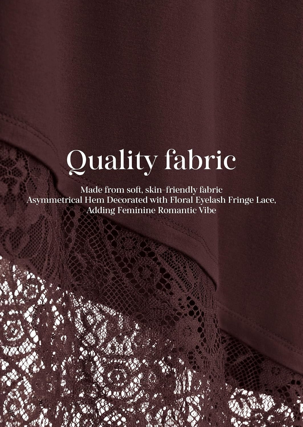 image:imagePRETTYGARDEN Womens Lace Patchwork Long Sleeve ShirtsBrown