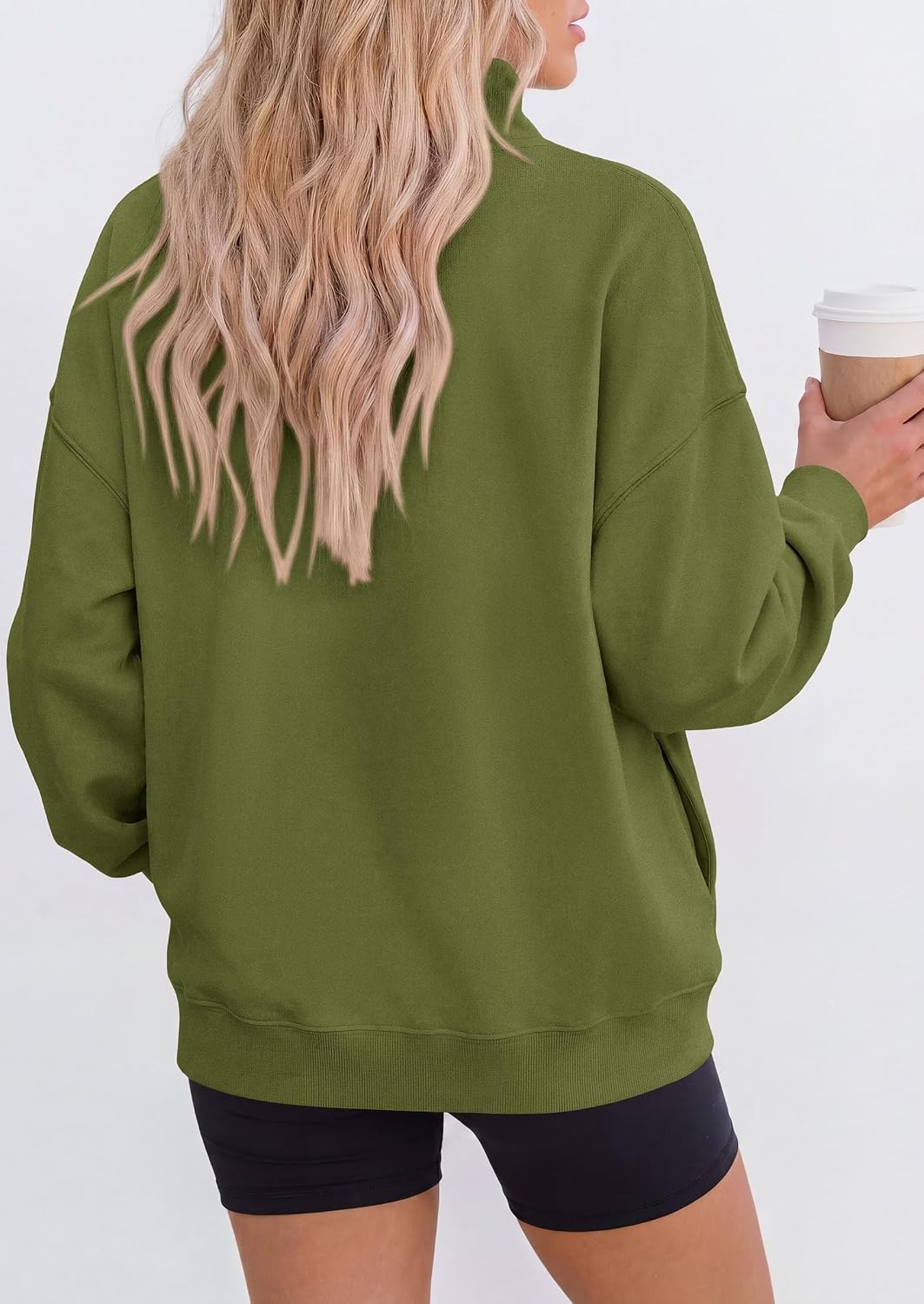image:imagePRETTYGARDEN Womens Mock Neck Sweatshirt Oversized PulloverArmy Green