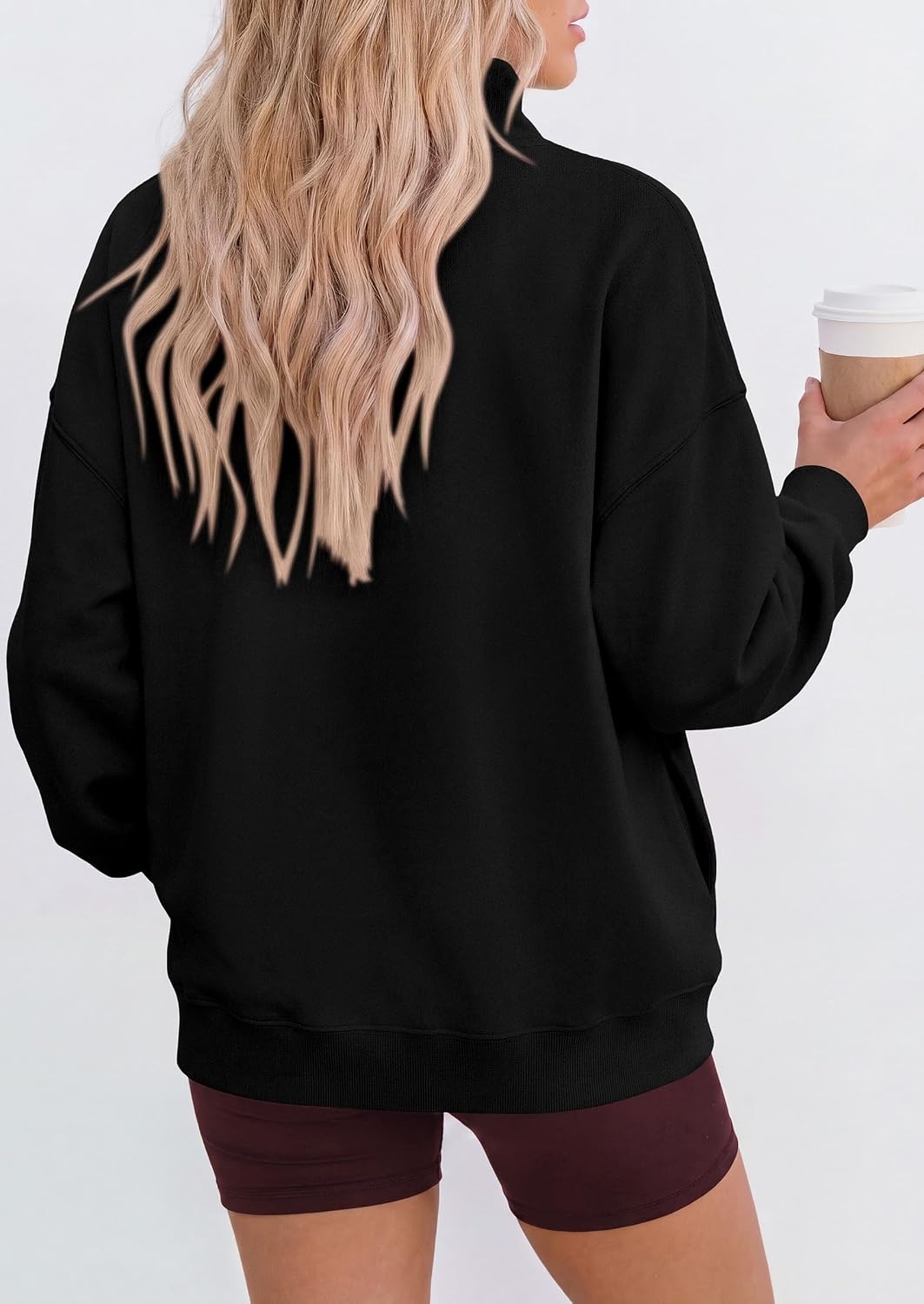 image:imagePRETTYGARDEN Womens Mock Neck Sweatshirt Oversized PulloverBlack