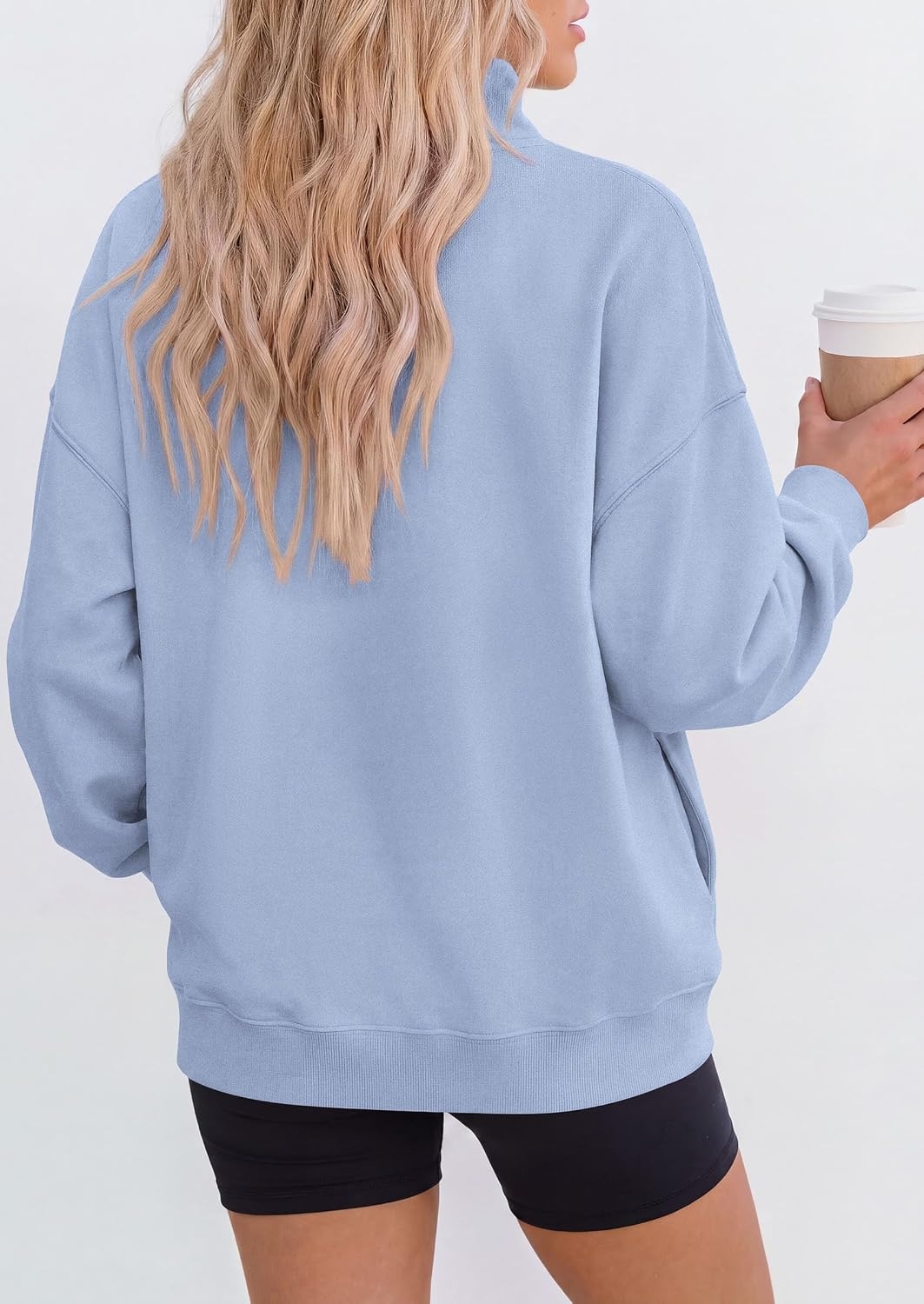 image:imagePRETTYGARDEN Womens Mock Neck Sweatshirt Oversized PulloverLight Blue