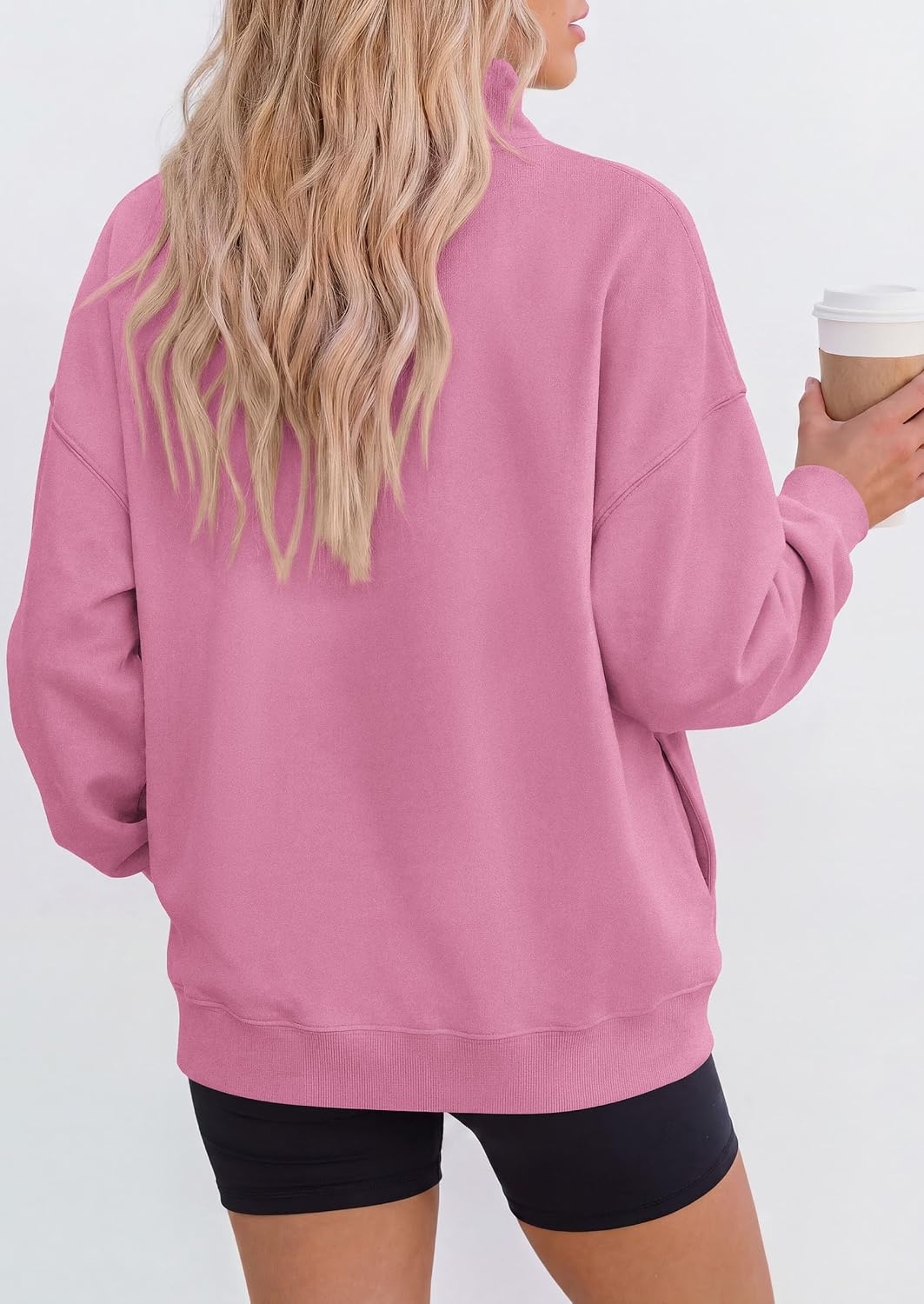 image:imagePRETTYGARDEN Womens Mock Neck Sweatshirt Oversized PulloverPink