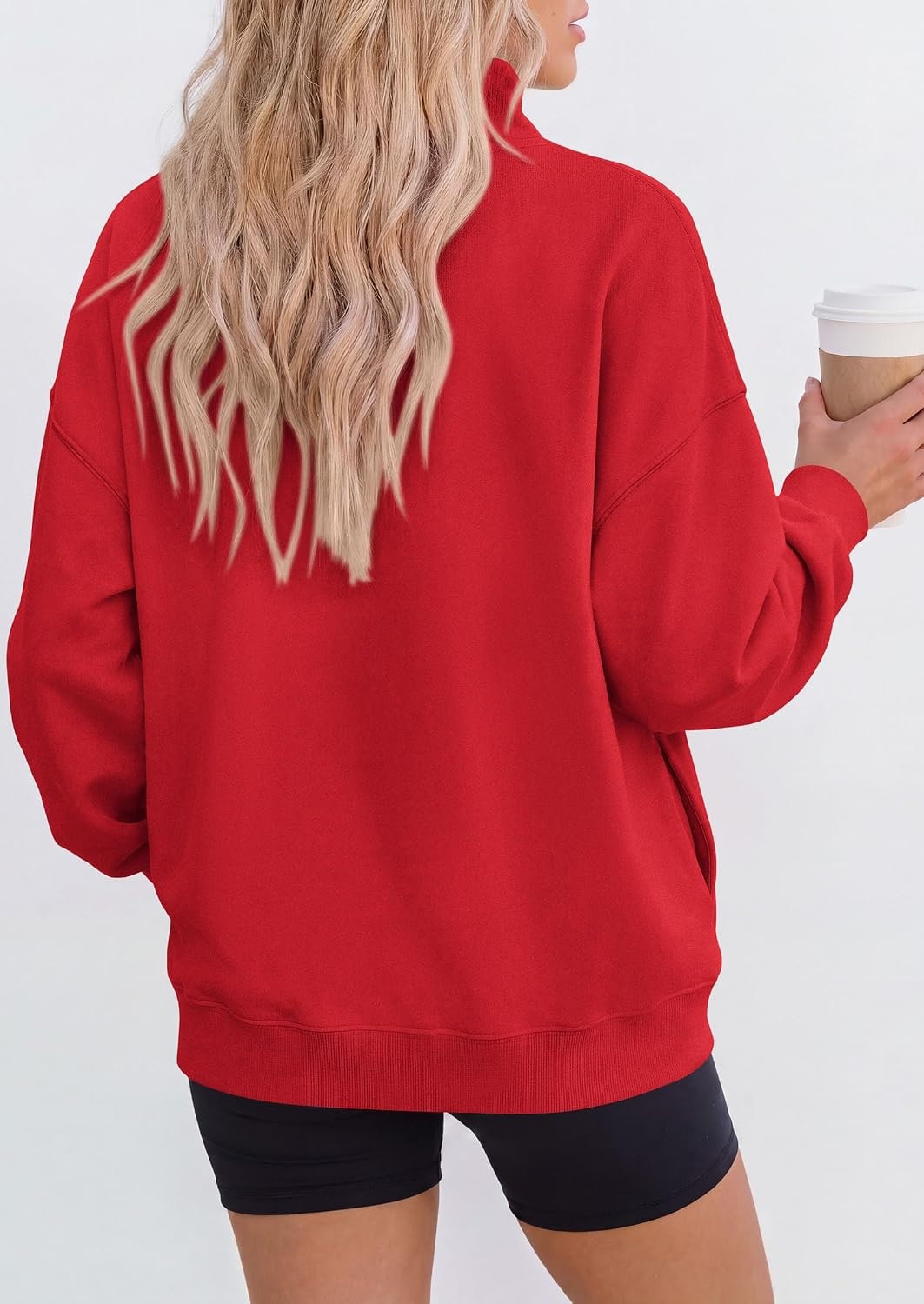 image:imagePRETTYGARDEN Womens Mock Neck Sweatshirt Oversized PulloverRed