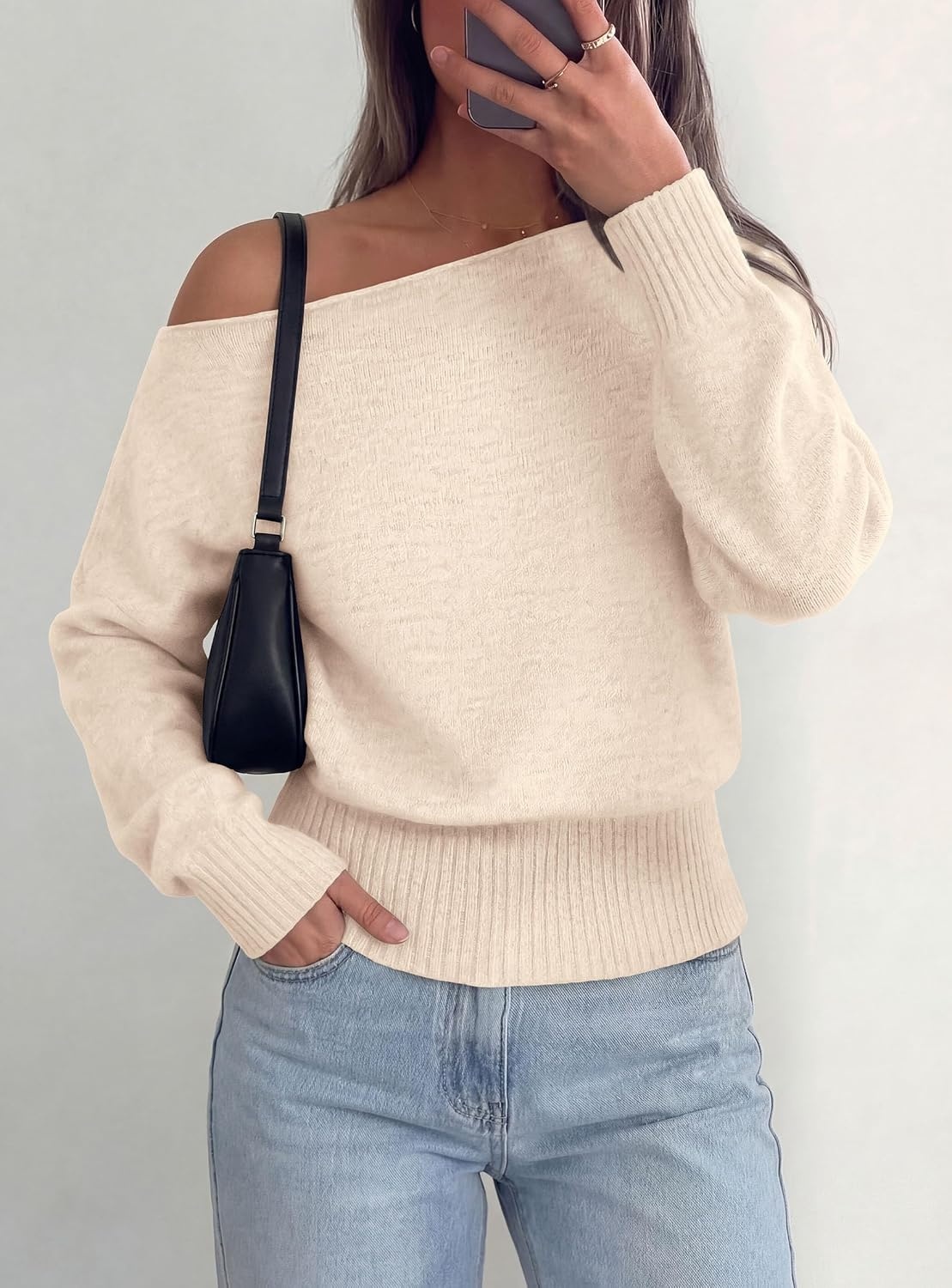 image:imagePRETTYGARDEN Womens Off The Shoulder Sweater Fall FashionBeige