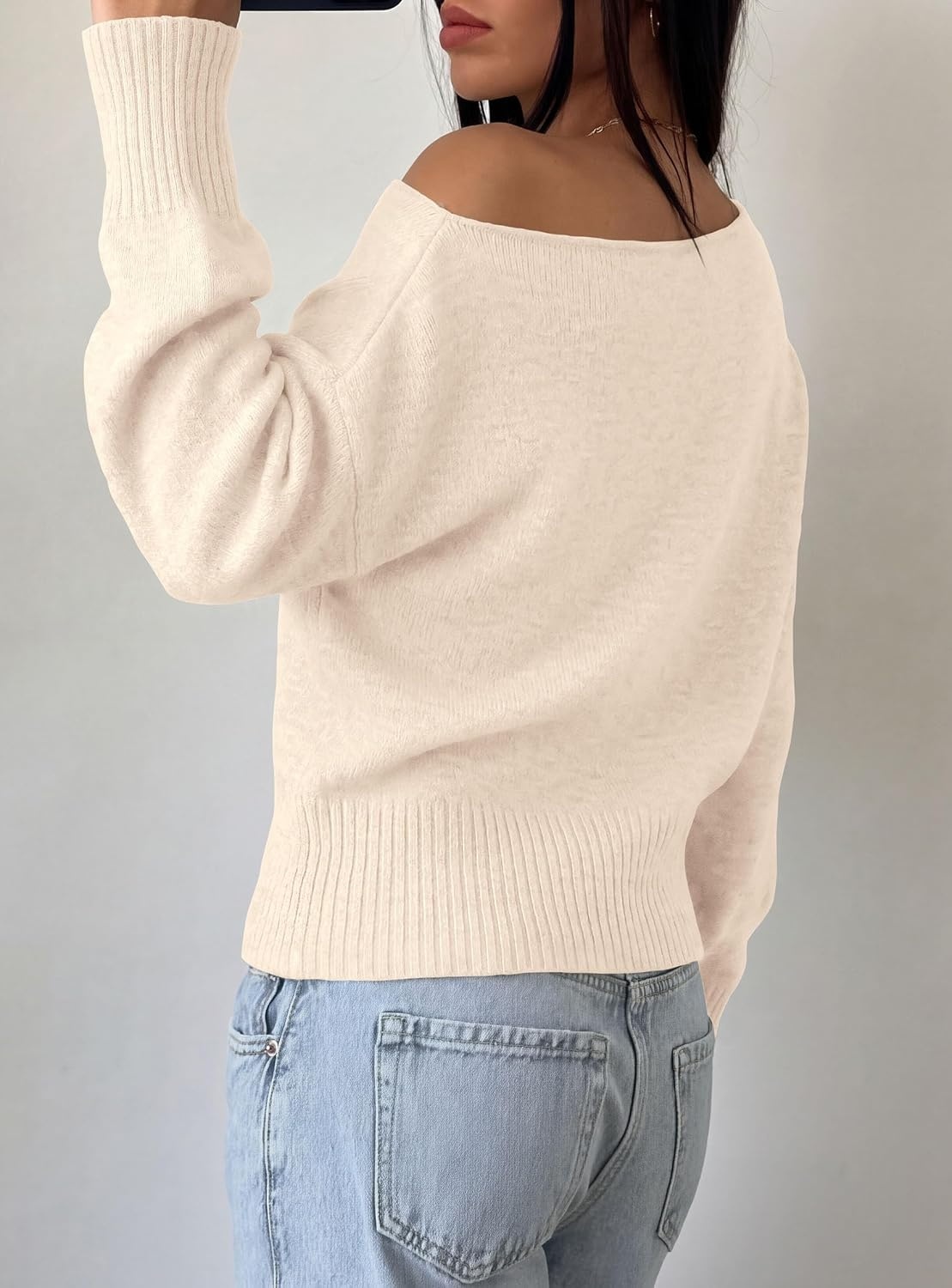 image:imagePRETTYGARDEN Womens Off The Shoulder Sweater Fall FashionBeige