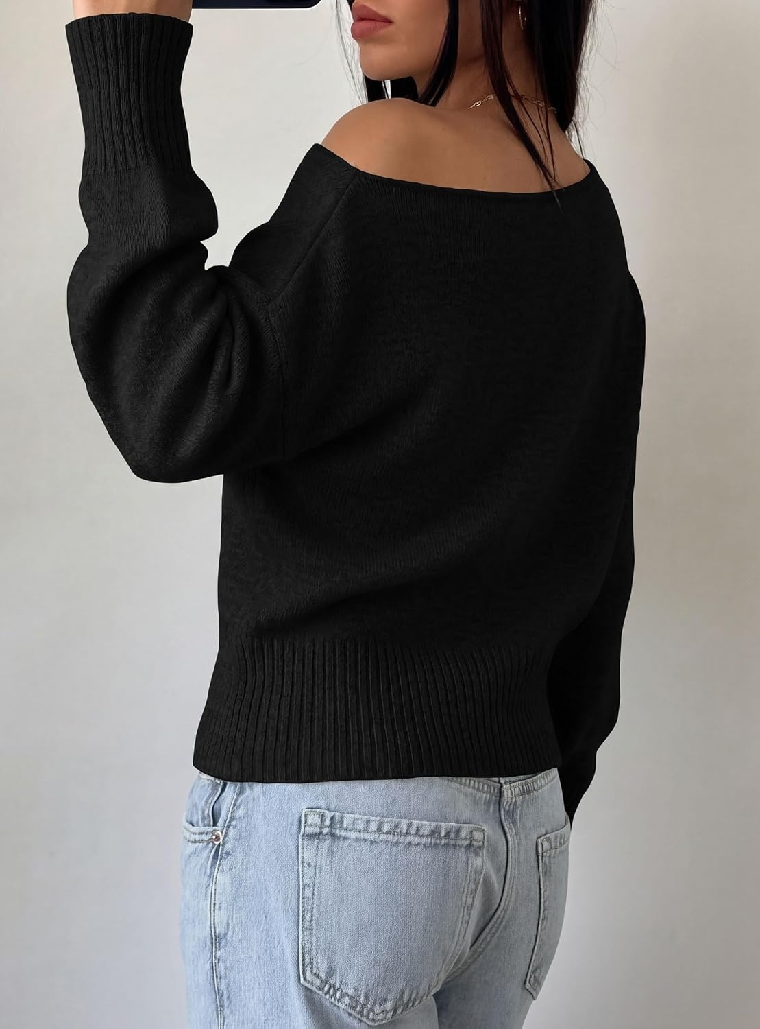 image:imagePRETTYGARDEN Womens Off The Shoulder Sweater Fall FashionBlack