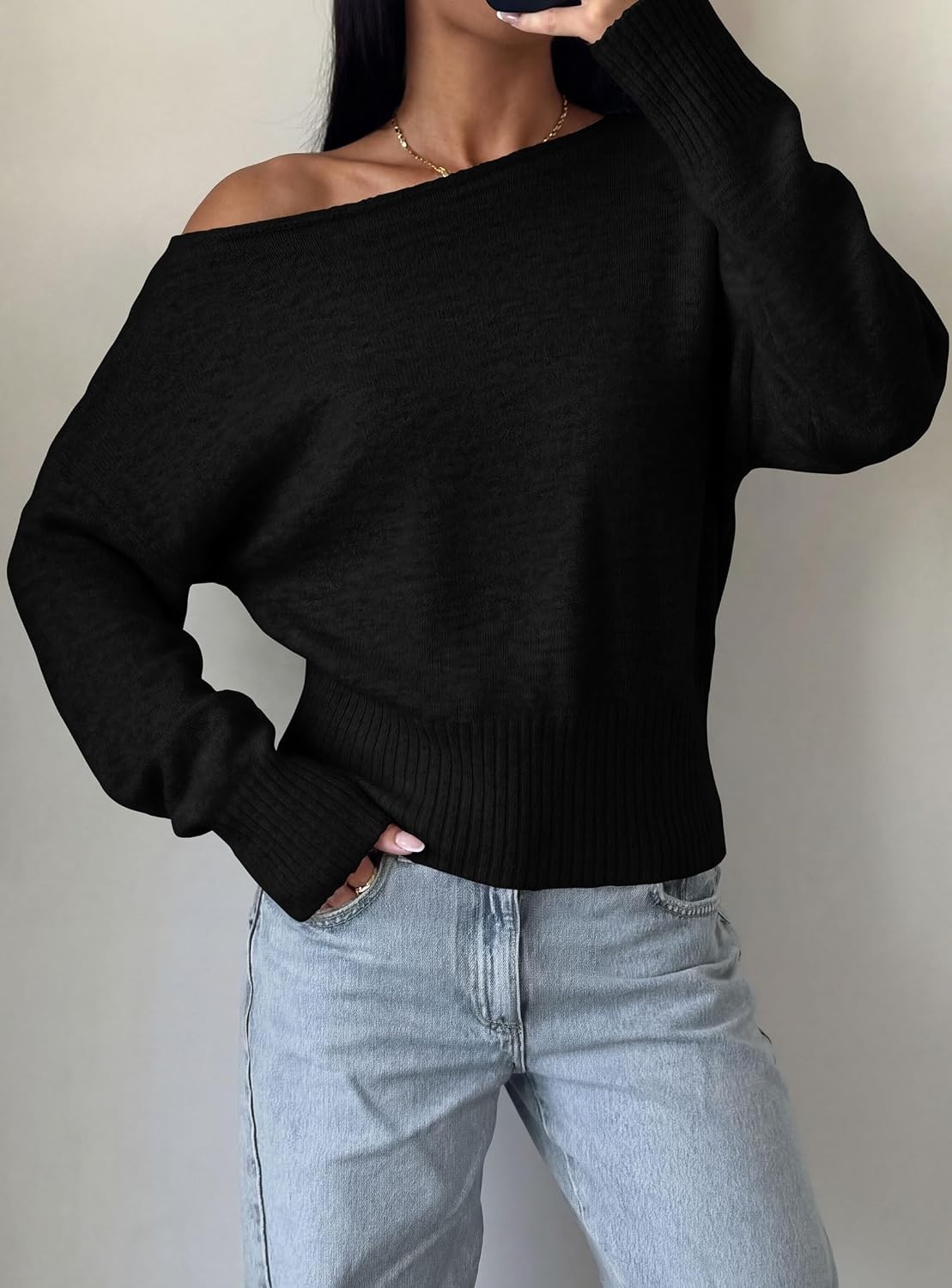 image:imagePRETTYGARDEN Womens Off The Shoulder Sweater Fall FashionBlack