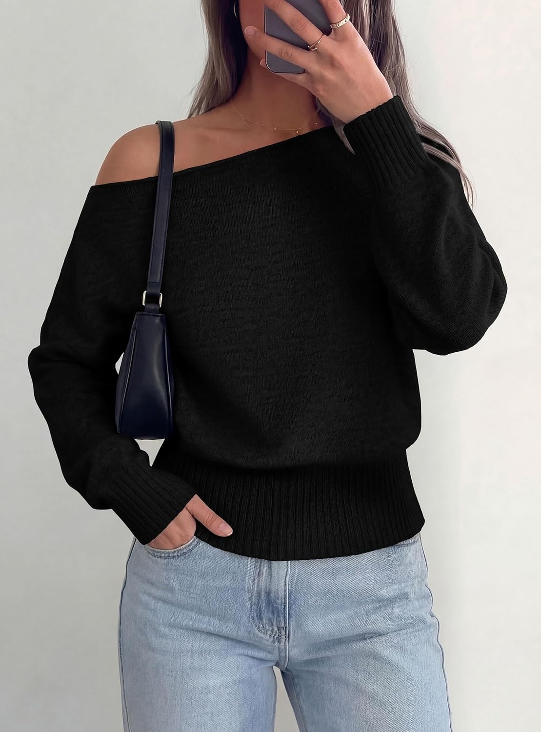 image:imagePRETTYGARDEN Womens Off The Shoulder Sweater Fall FashionBlack