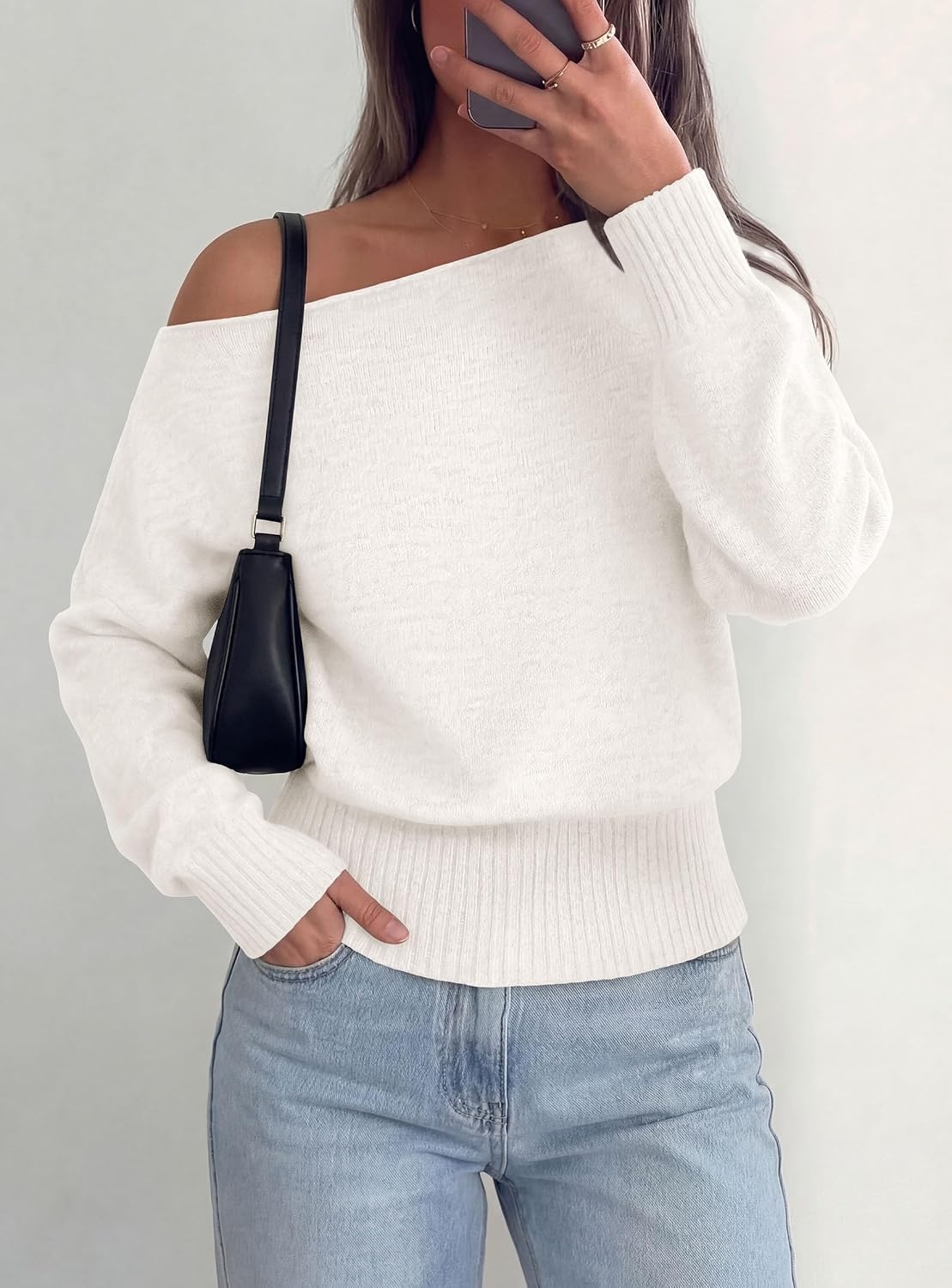 image:imagePRETTYGARDEN Womens Off The Shoulder Sweater Fall FashionWhite